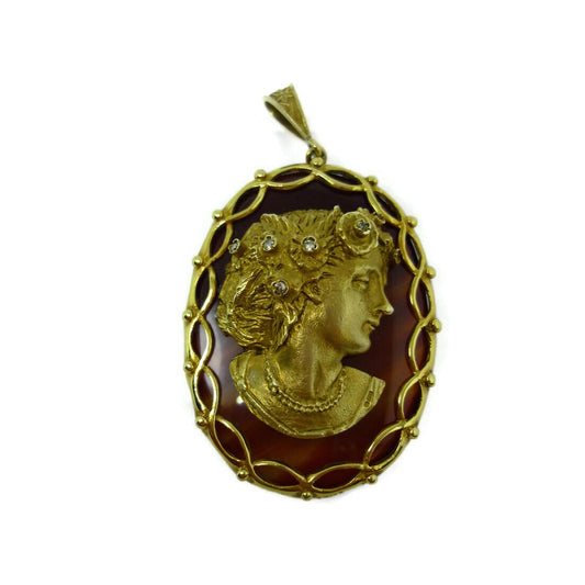Gold & Agate Cameo Pendant