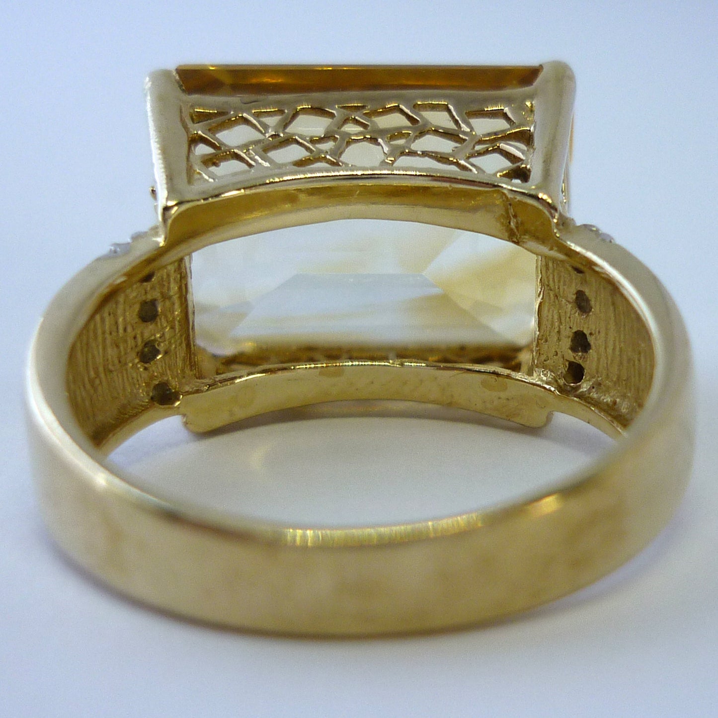 Emerald Cut Tourmaline & Diamond 9k Gold Cocktail Ring - Size 8.25