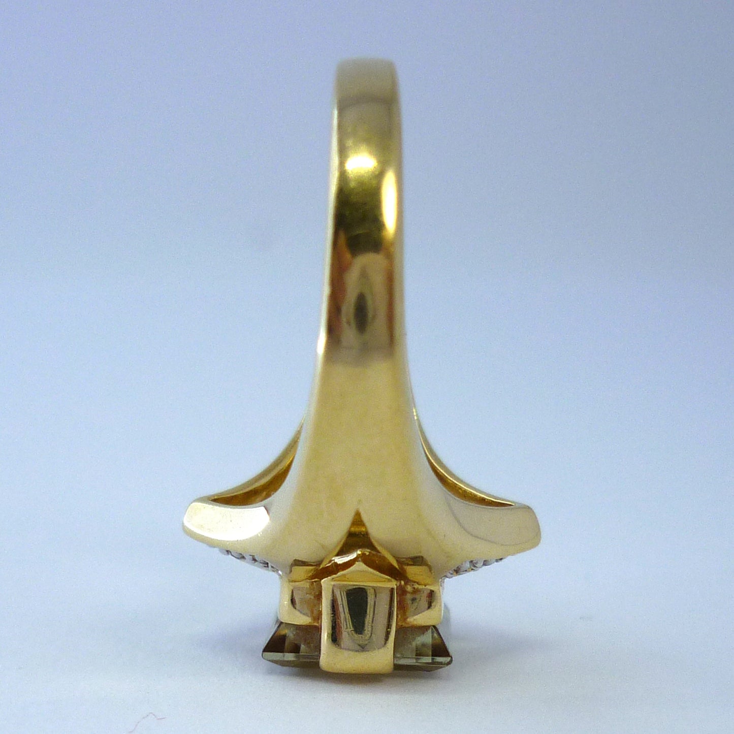 Square Citrine Ring with Diamonds