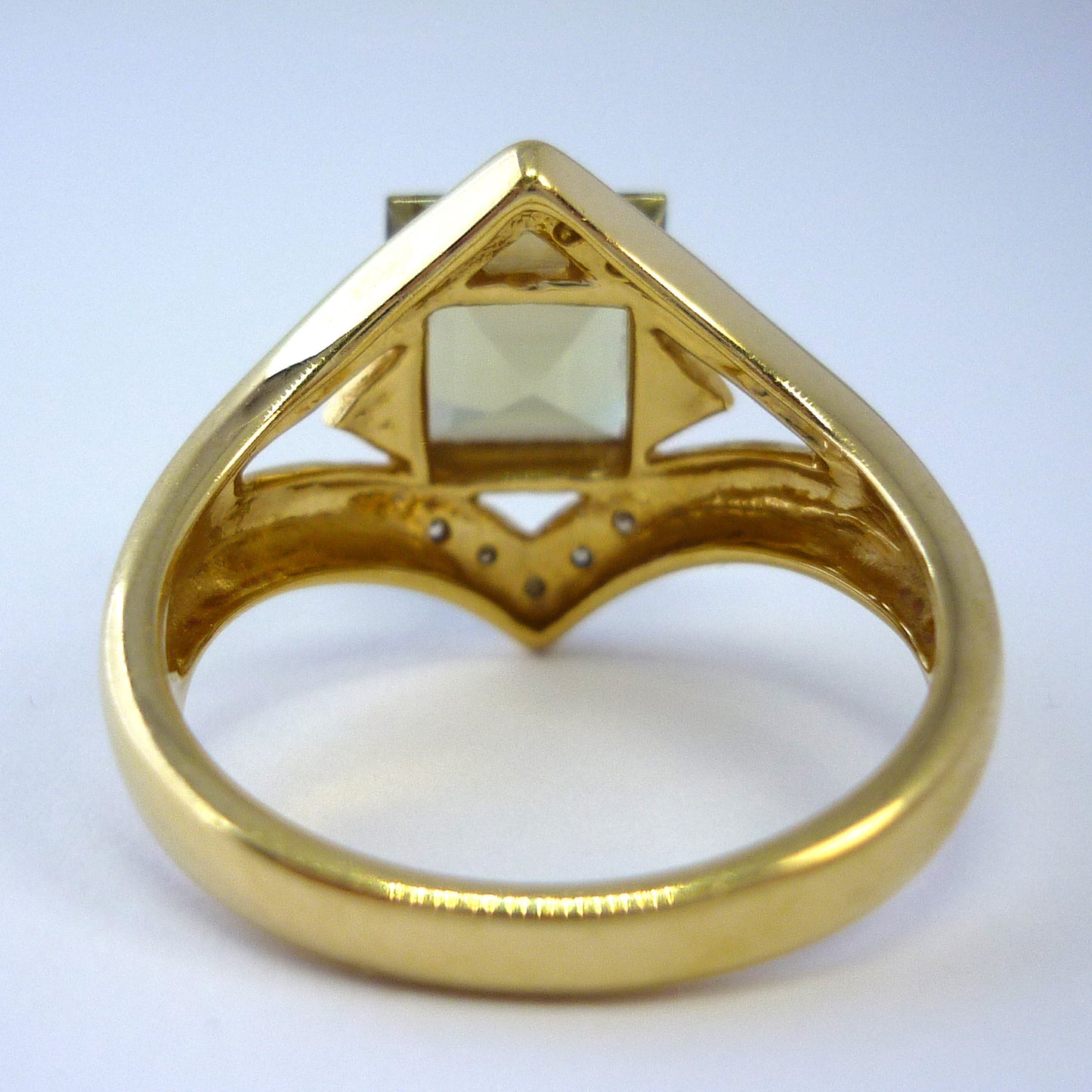 Square Citrine Ring with Diamonds