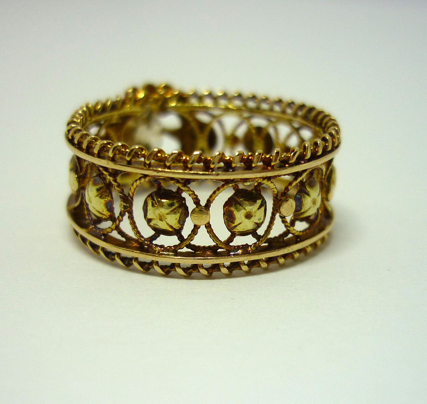 Victorian Mine Cut Champagne Diamond Ring: Rose Gold Filigree, Size 5