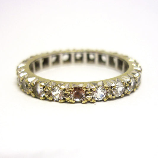 Art Deco Spinel Eternity Band Size 6.5, Vintage Stacking Ring White Gold