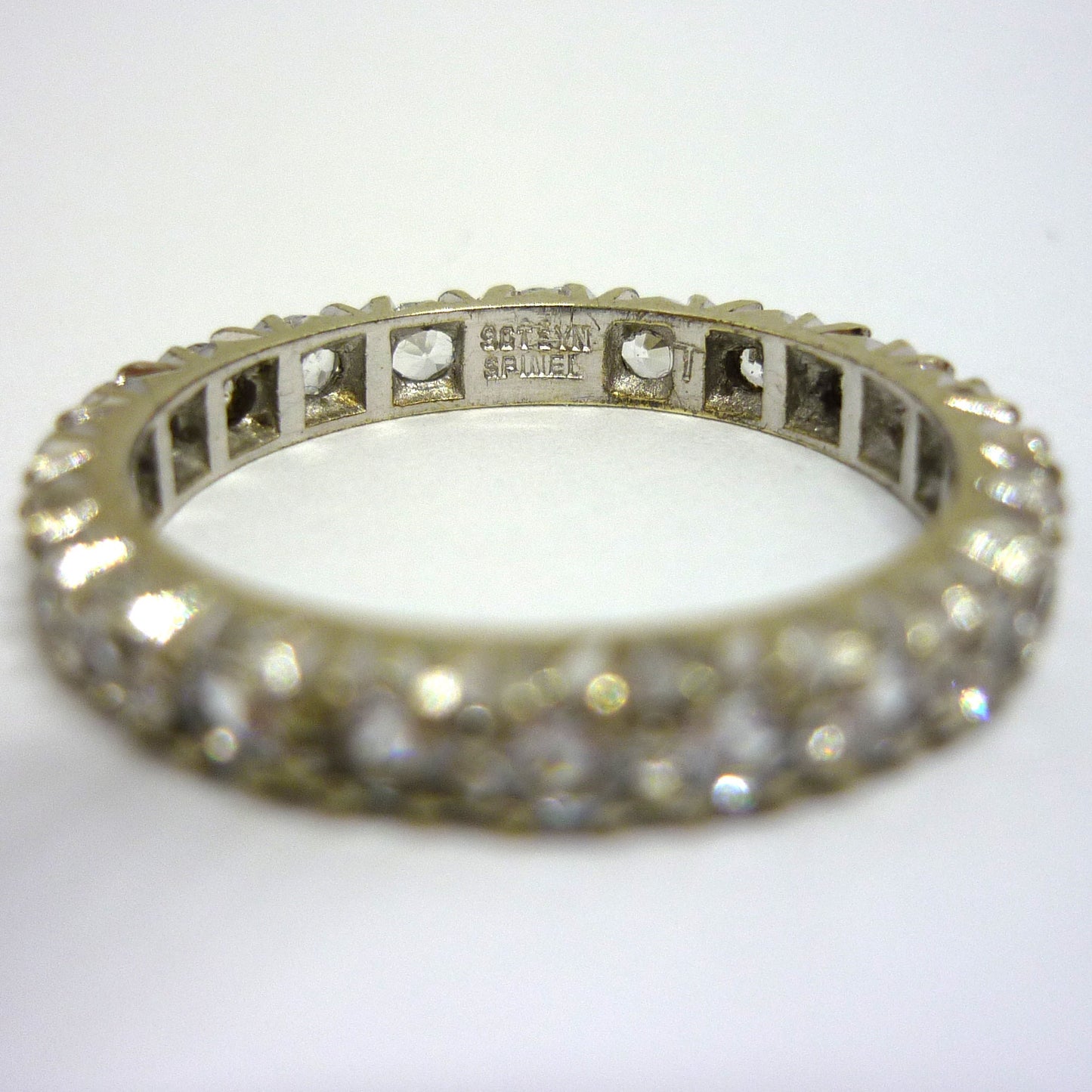 Art Deco Spinel Eternity Band Size 6.5, Vintage Stacking Ring White Gold