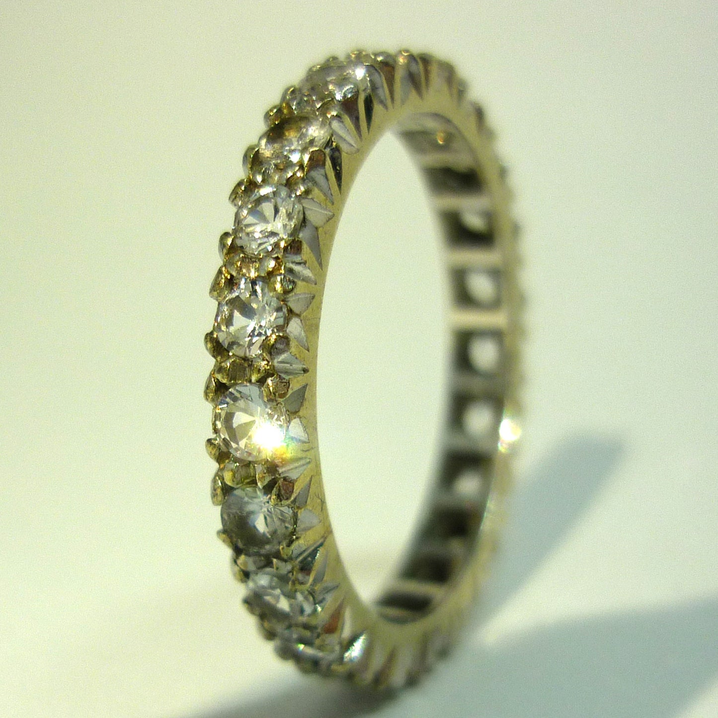 Art Deco Spinel Eternity Band Size 6.5, Vintage Stacking Ring White Gold