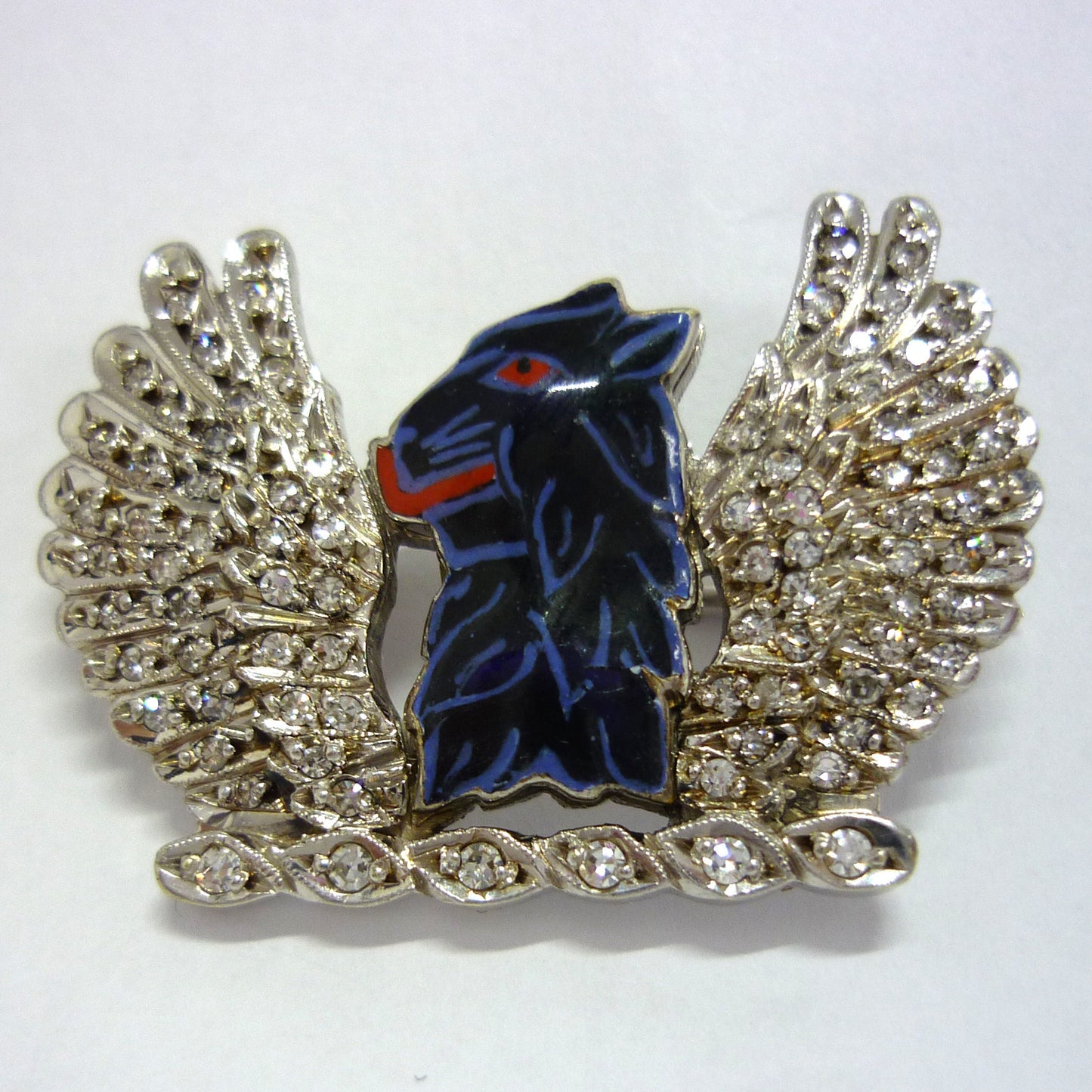 Sweetheart Brooch of Griffin with Diamond Wings, Rare Regimental Badge for The Ayrshire Yeomanry