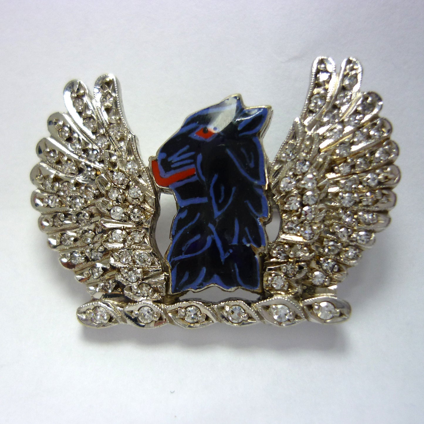 Sweetheart Brooch of Griffin with Diamond Wings, Rare Regimental Badge for The Ayrshire Yeomanry