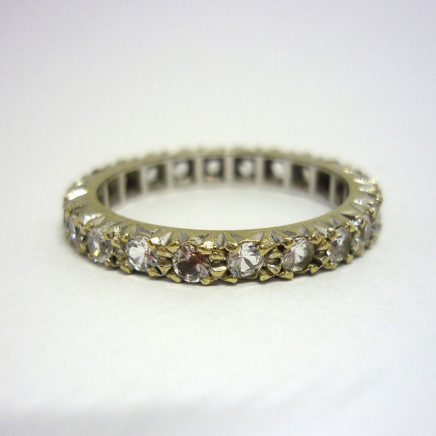 Art Deco Spinel Eternity Band Size 6.5, Vintage Stacking Ring White Gold