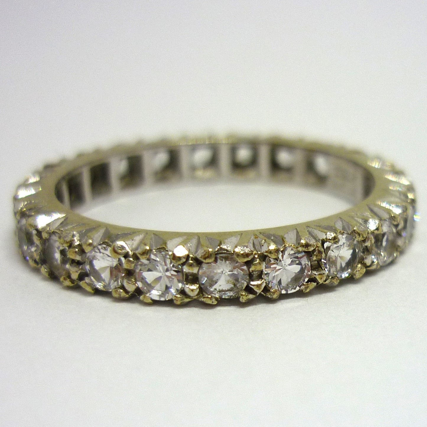 Art Deco Spinel Eternity Band Size 6.5, Vintage Stacking Ring White Gold