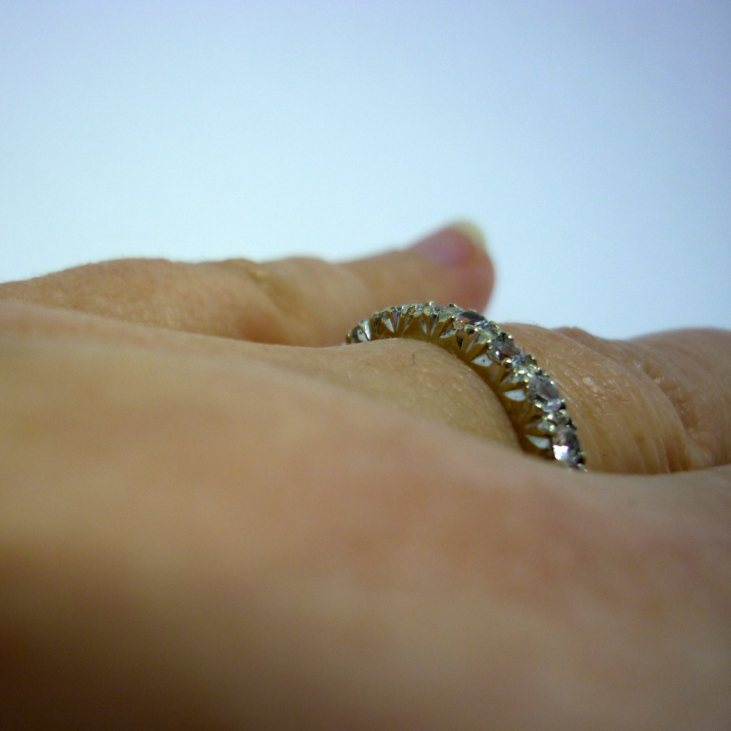 Art Deco Spinel Eternity Band Size 6.5, Vintage Stacking Ring White Gold