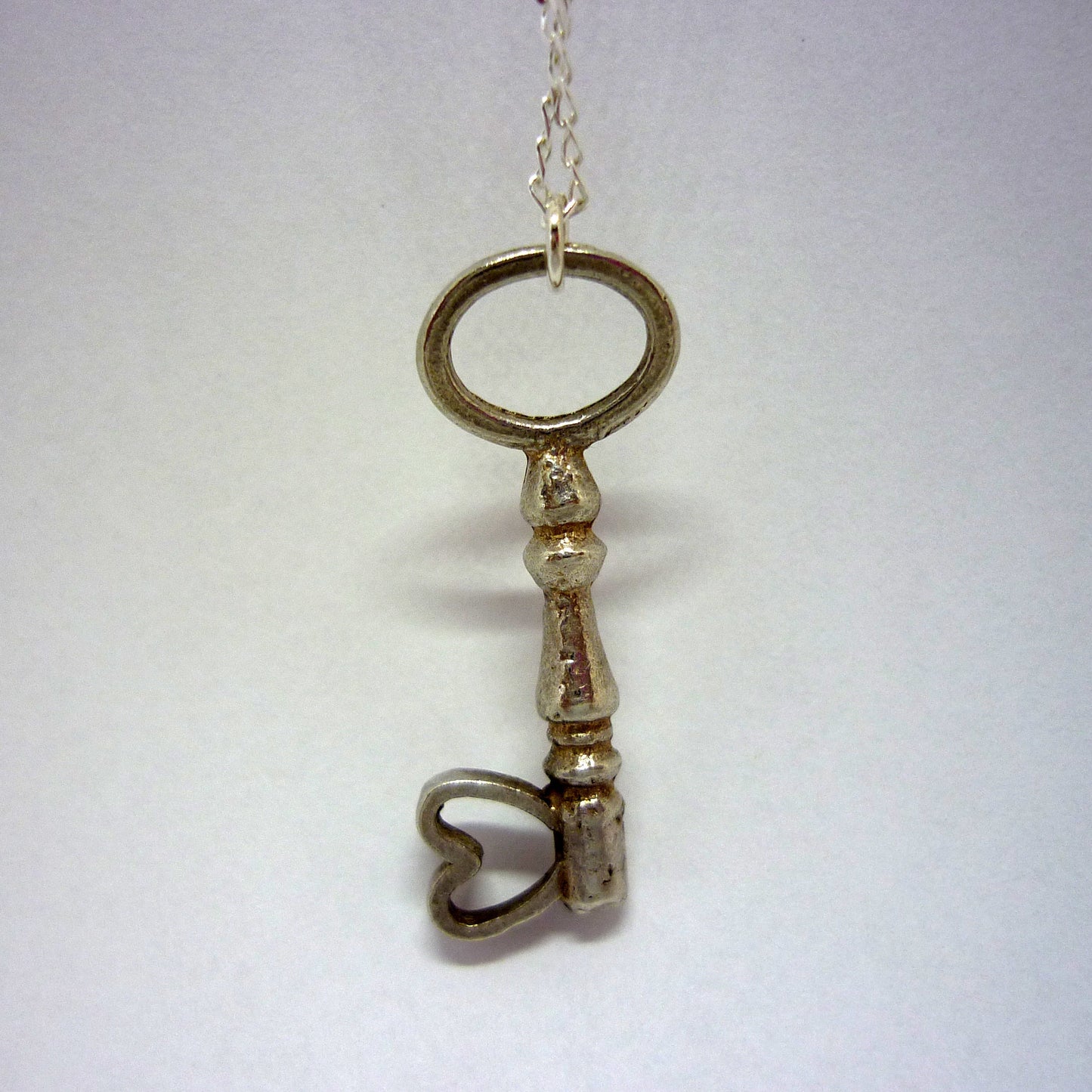 Vintage Silver Key To My Heart Charm Necklace