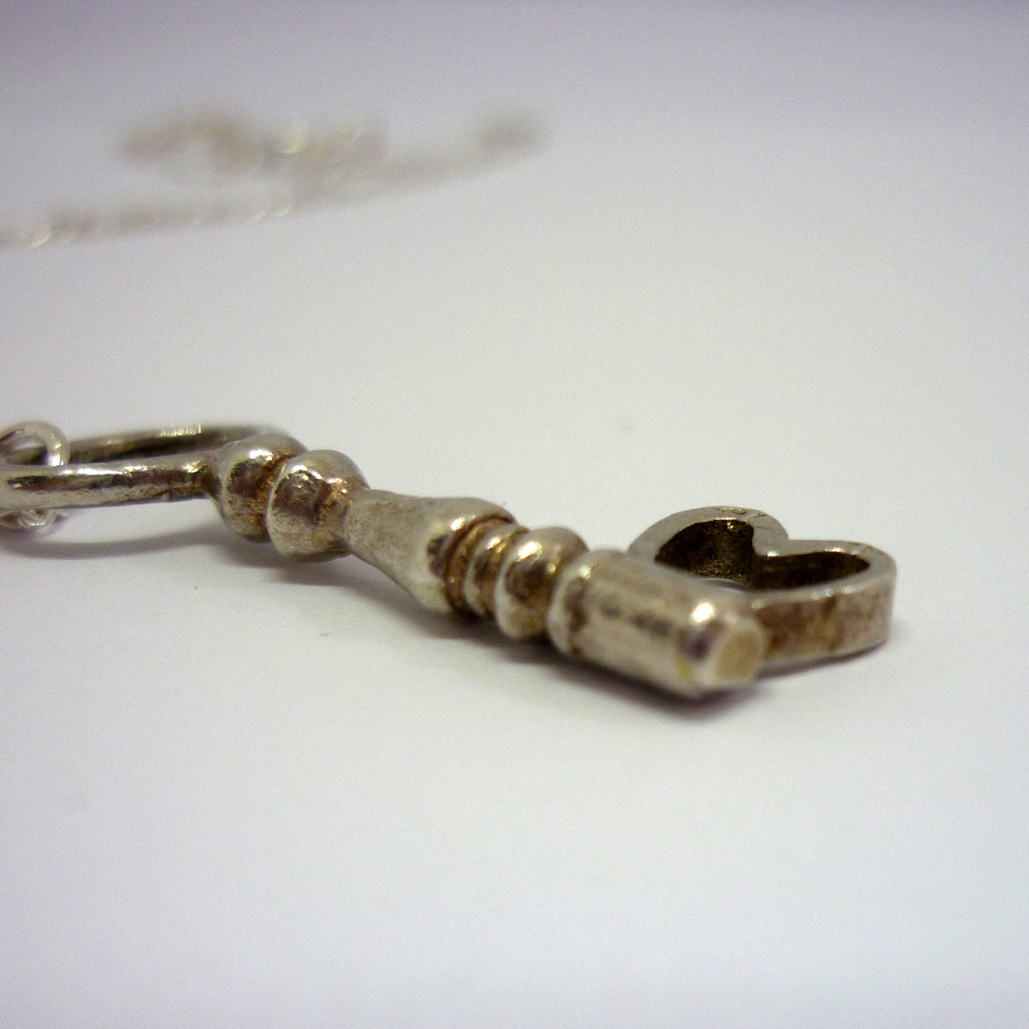 Vintage Silver Key To My Heart Charm Necklace