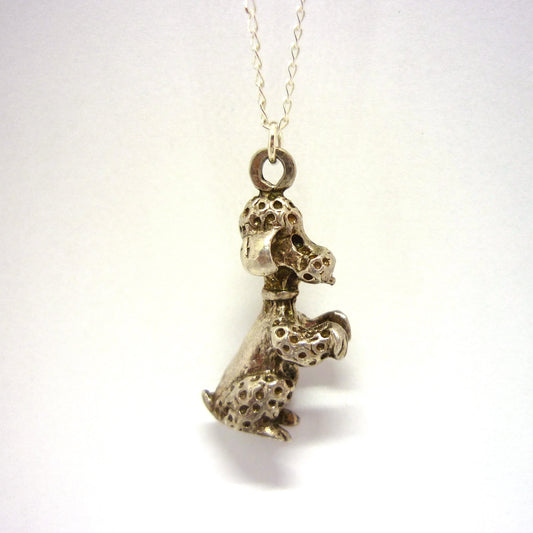 Silver Poodle Dog Charm Necklace