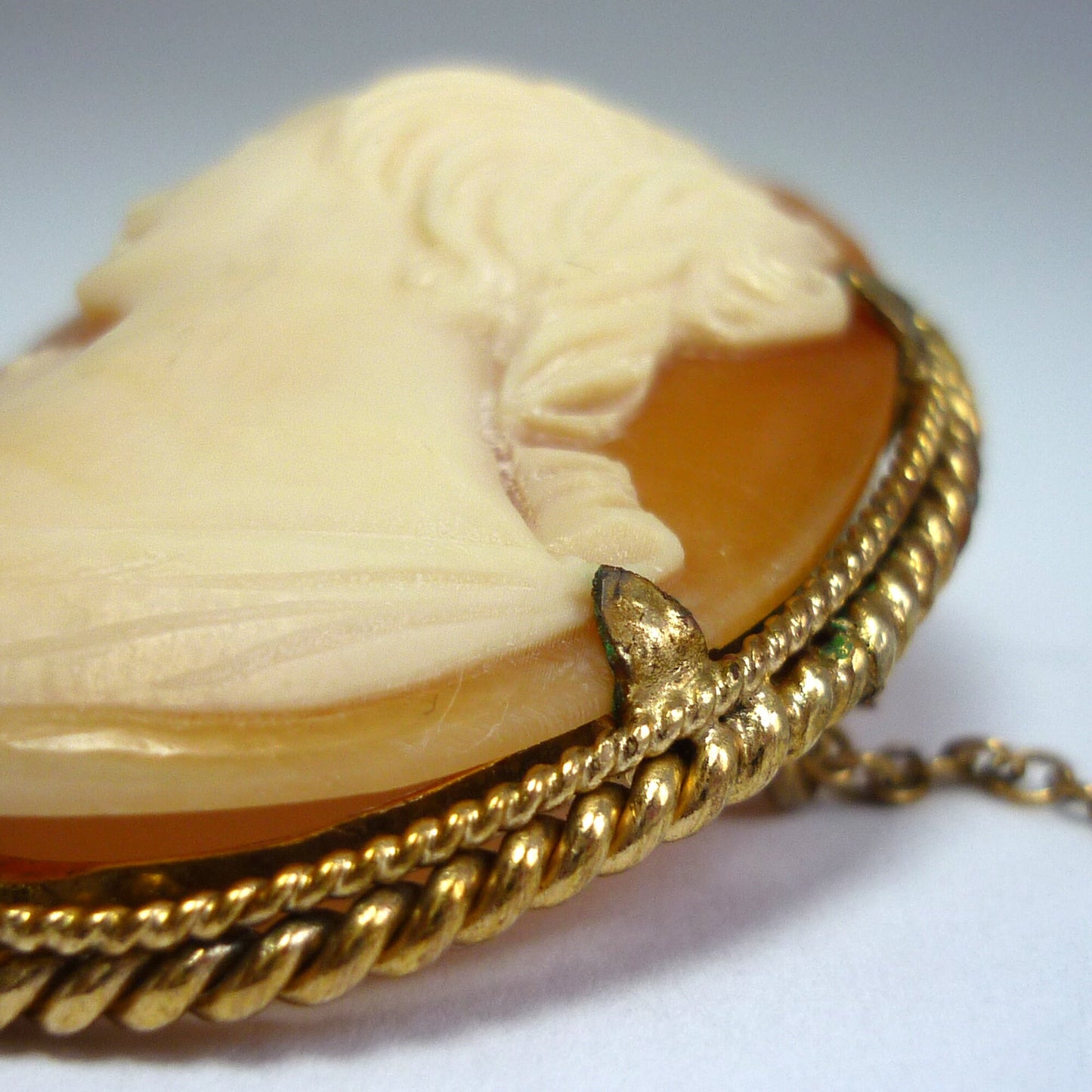 Victorian Shell Cameo Brooch: Antique Rolled Gold Pendant, Circa 1900