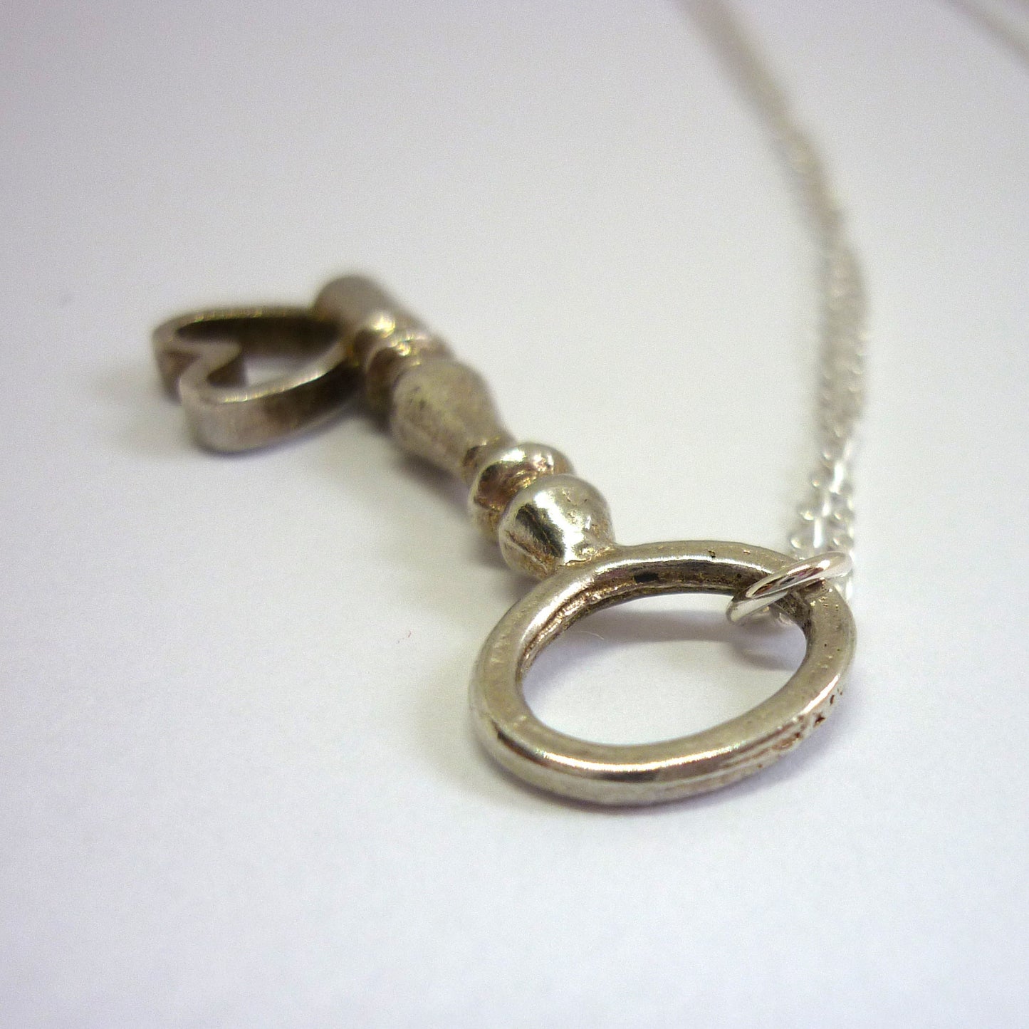 Vintage Silver Key To My Heart Charm Necklace