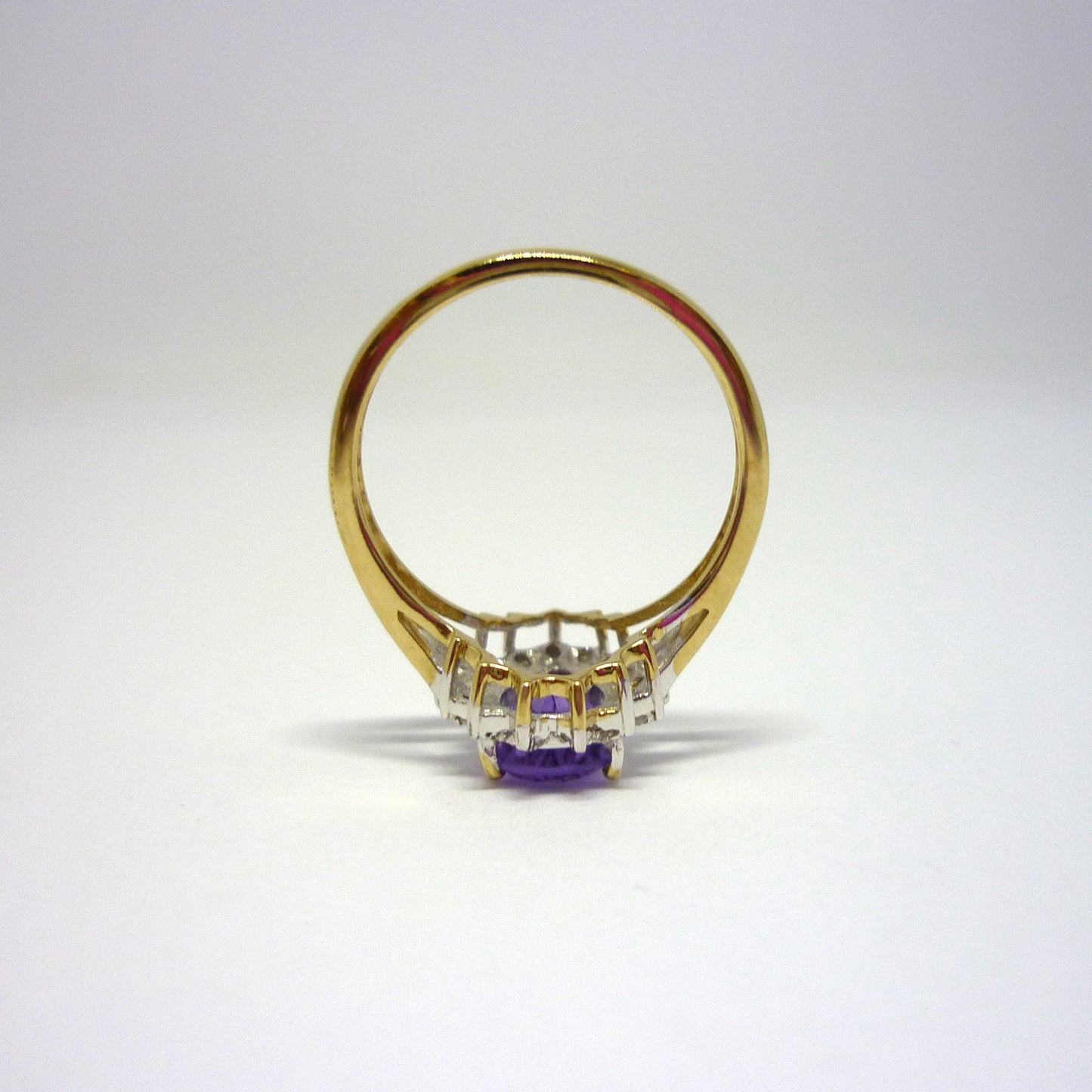 Pear Shaped Amethyst Ring with Diamonds, Teardrop Engagement Ring Size 5.75