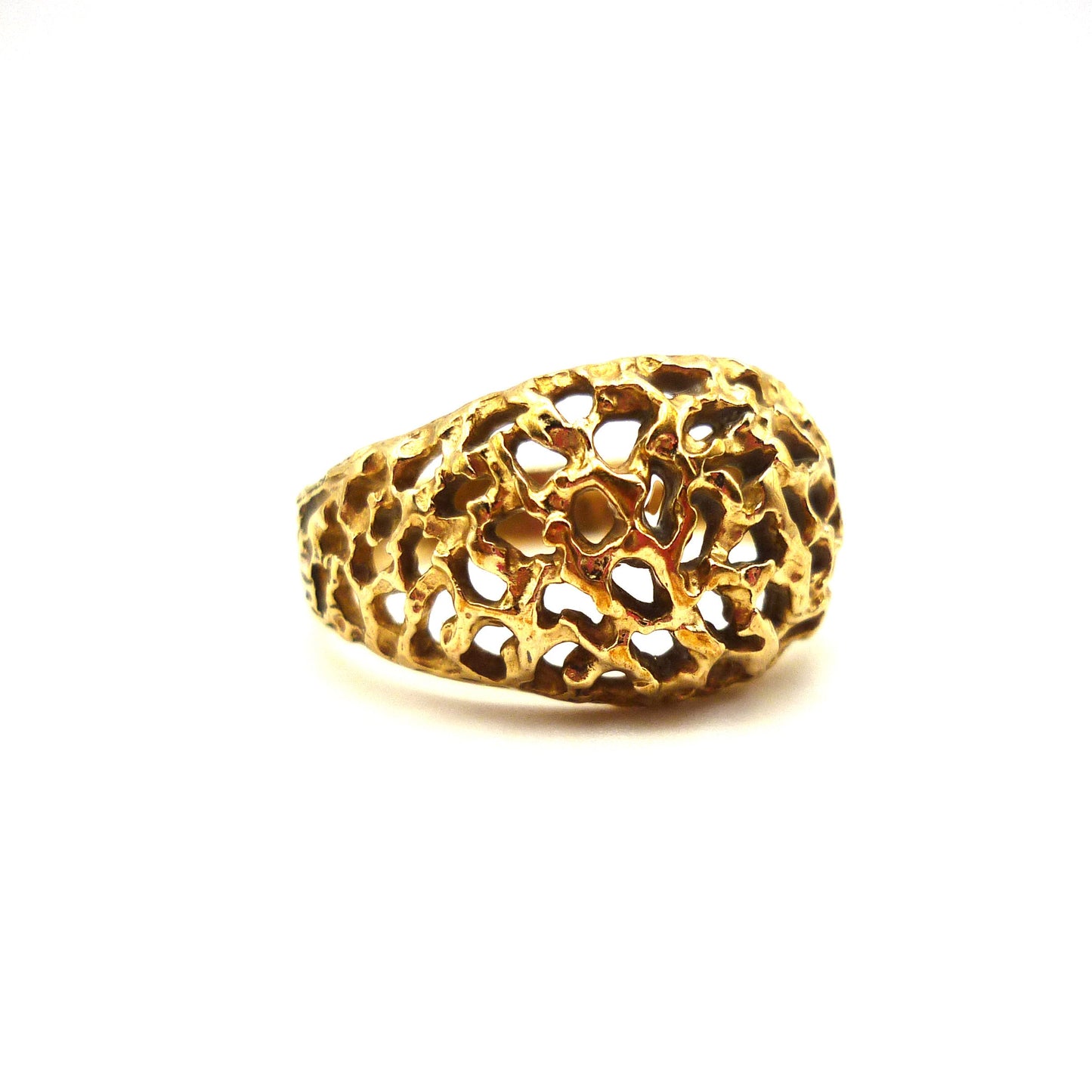 Organic Gold Ring, Chunky Textured Ring Size 7.25