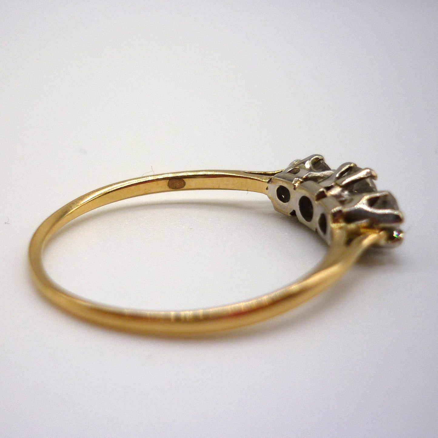 18K Gold 0.5ct Diamond Trilogy Engagement Ring Size 6.75, Dainty Gold Band