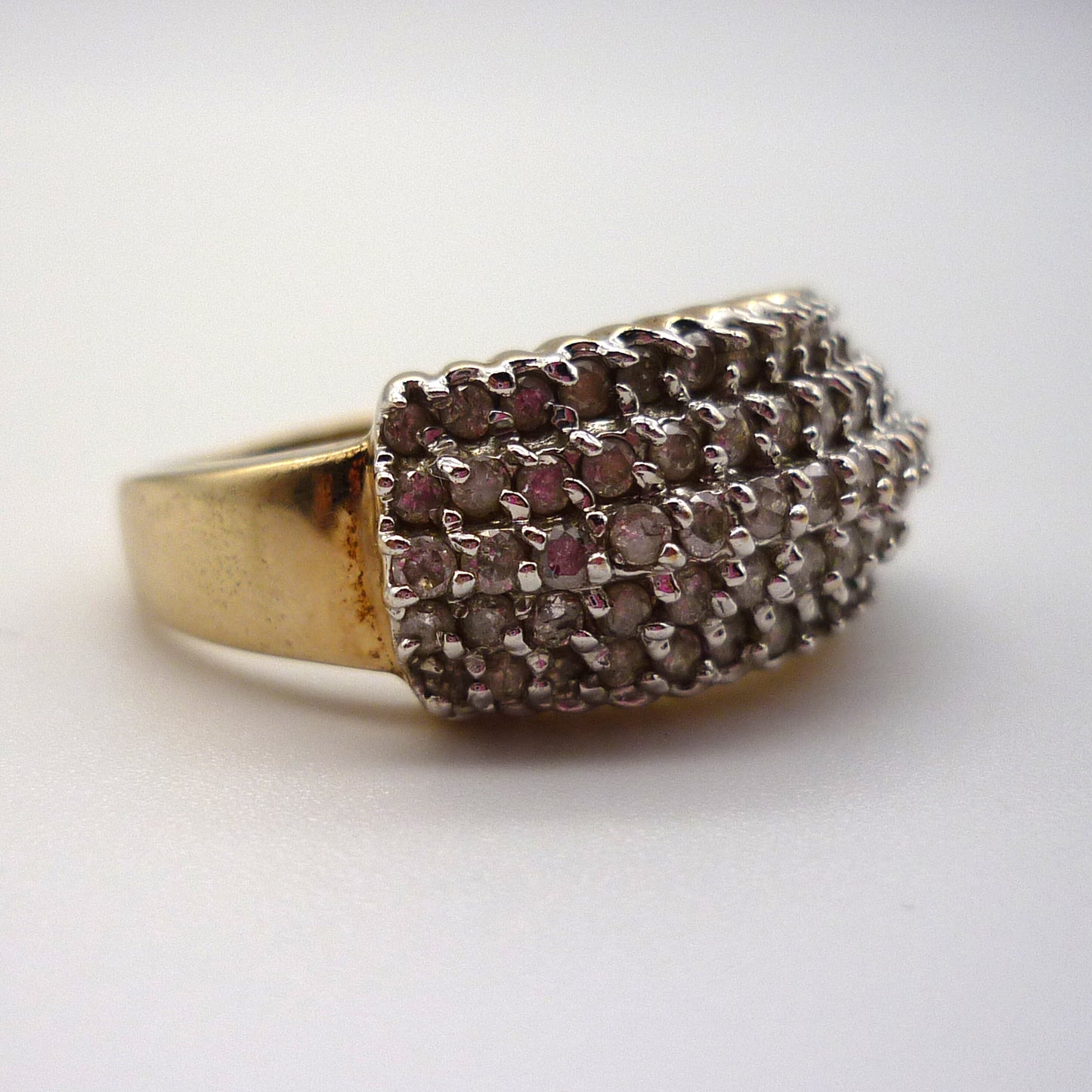 Chunky Gold 1ct Pave Diamond Ring Size 7.5