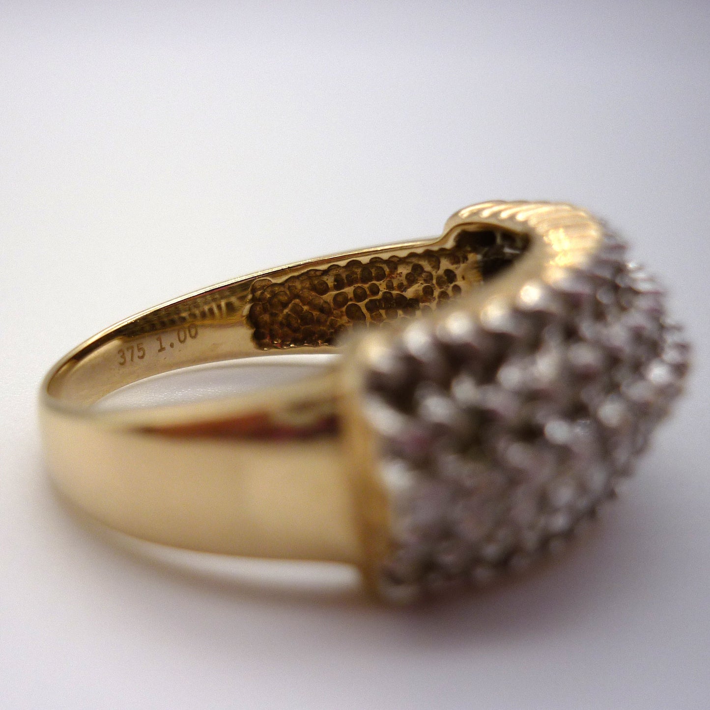Chunky Gold 1ct Pave Diamond Ring Size 7.5