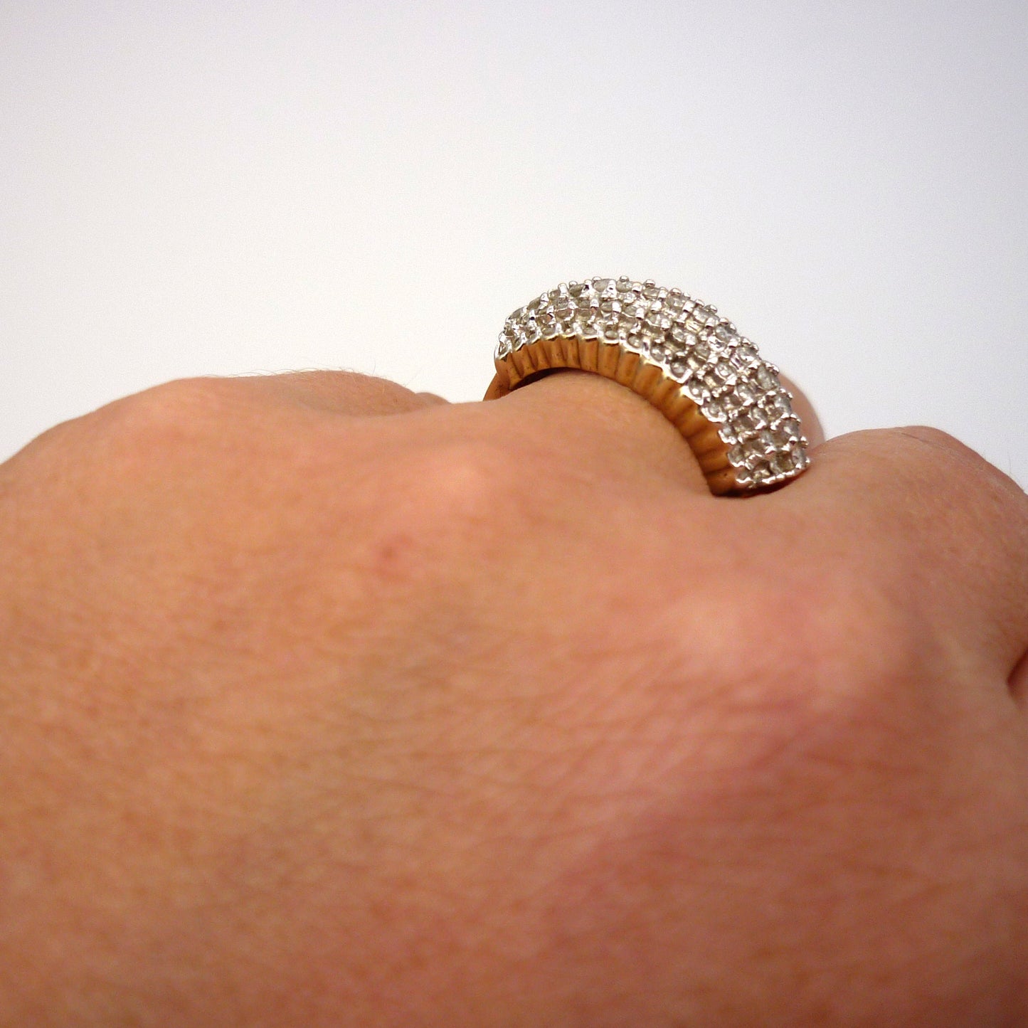 Chunky Gold 1ct Pave Diamond Ring Size 7.5