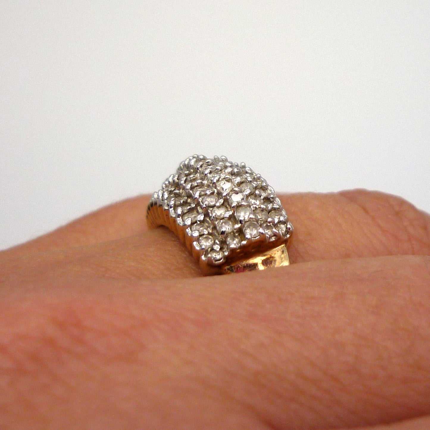 Chunky Gold 1ct Pave Diamond Ring Size 7.5