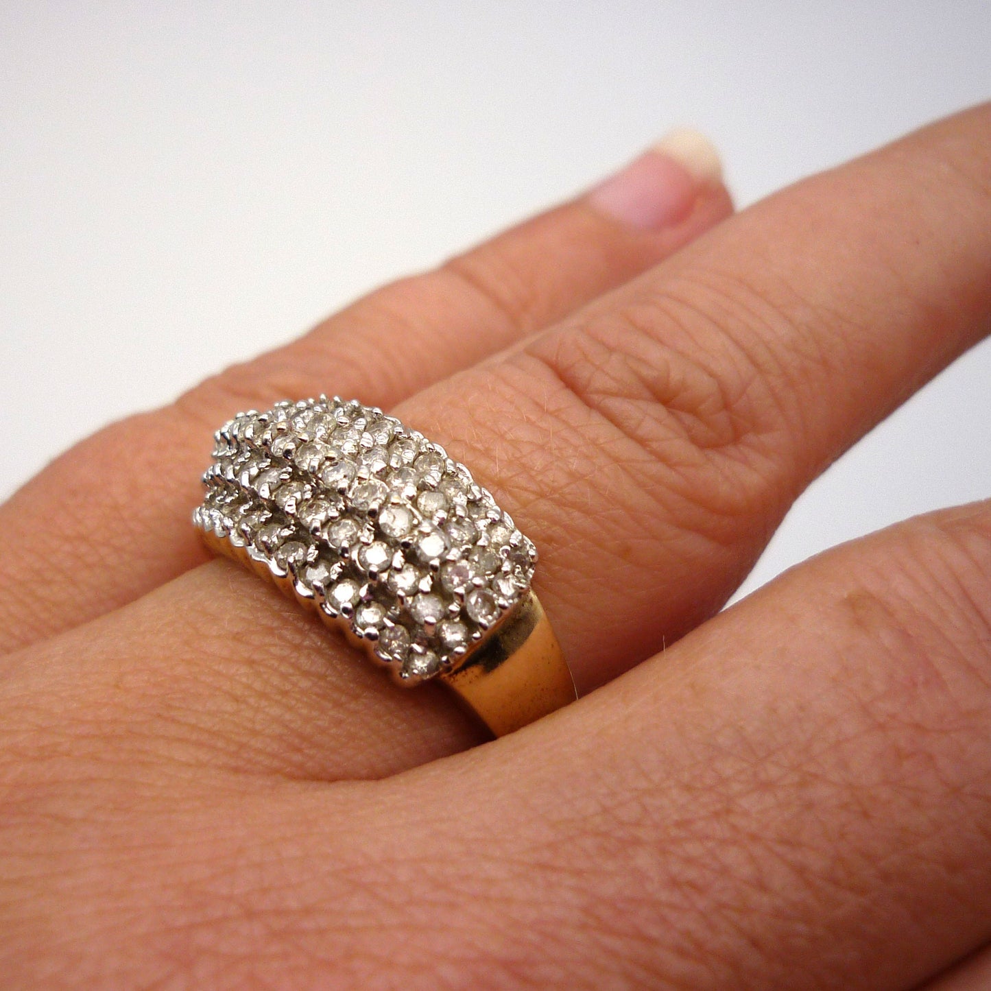 Chunky Gold 1ct Pave Diamond Ring Size 7.5