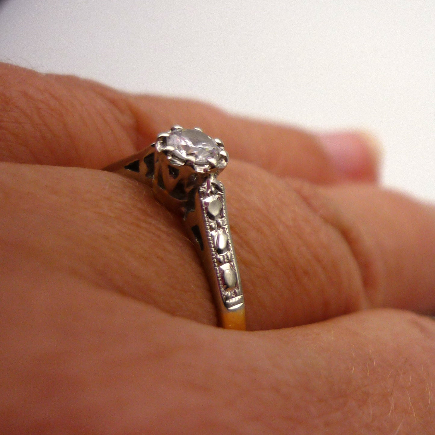 Art Deco Diamond Solitaire Engagement Ring Size 6.25