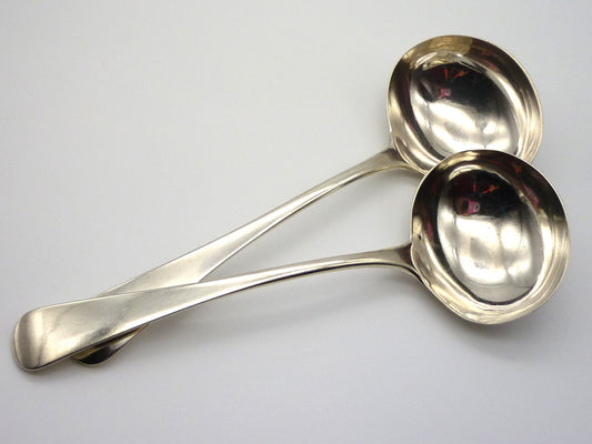 Antique Sterling Silver Sauce Ladles: Georgian Serving Spoons, London 1807