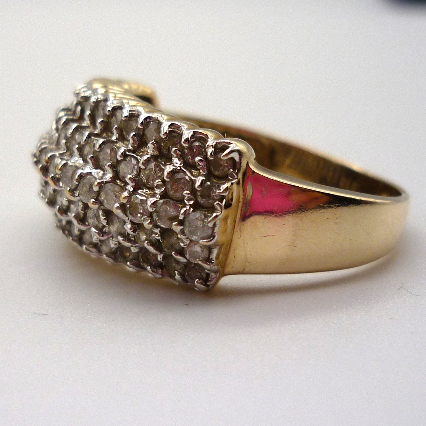 Chunky Gold 1ct Pave Diamond Ring Size 7.5