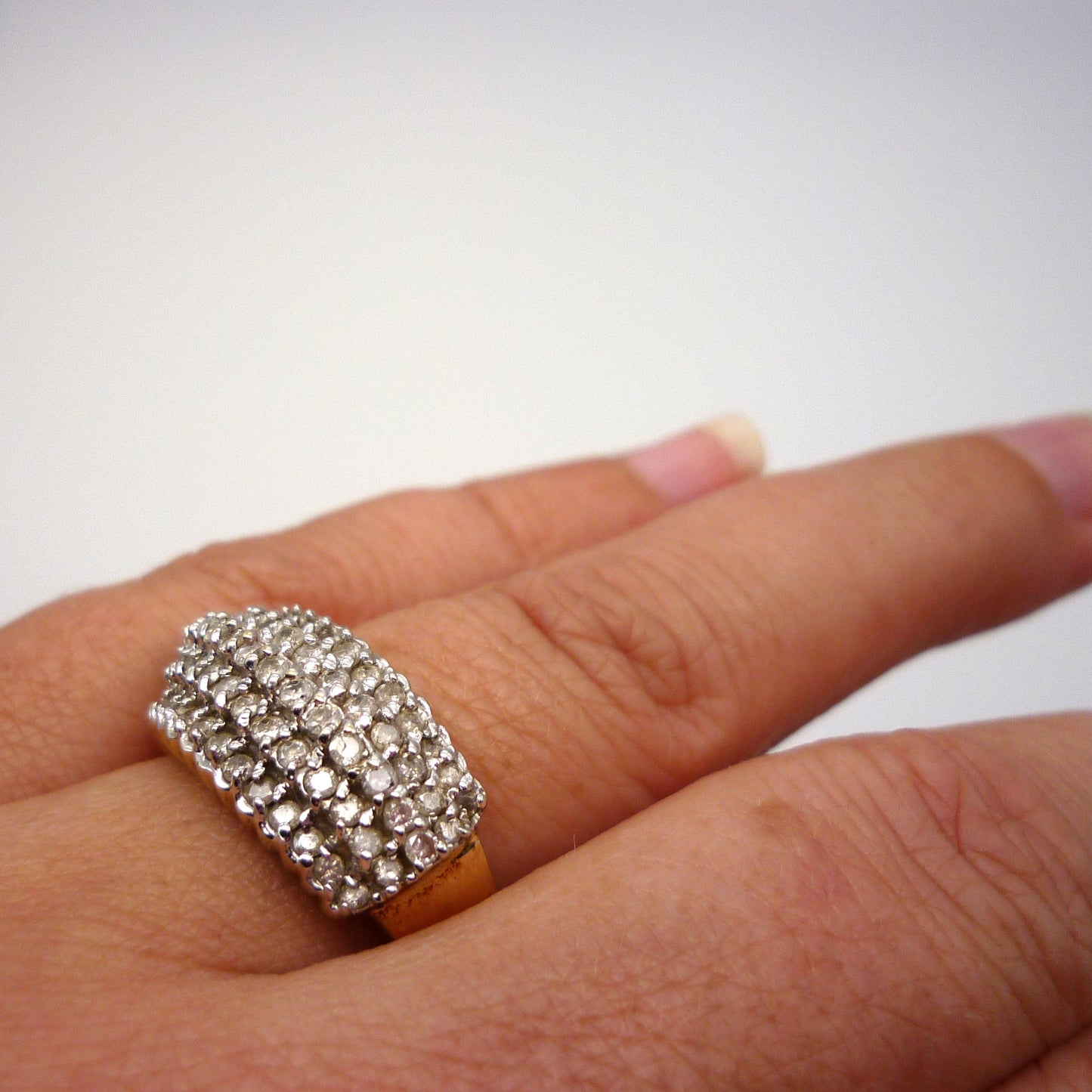 Chunky Gold 1ct Pave Diamond Ring Size 7.5