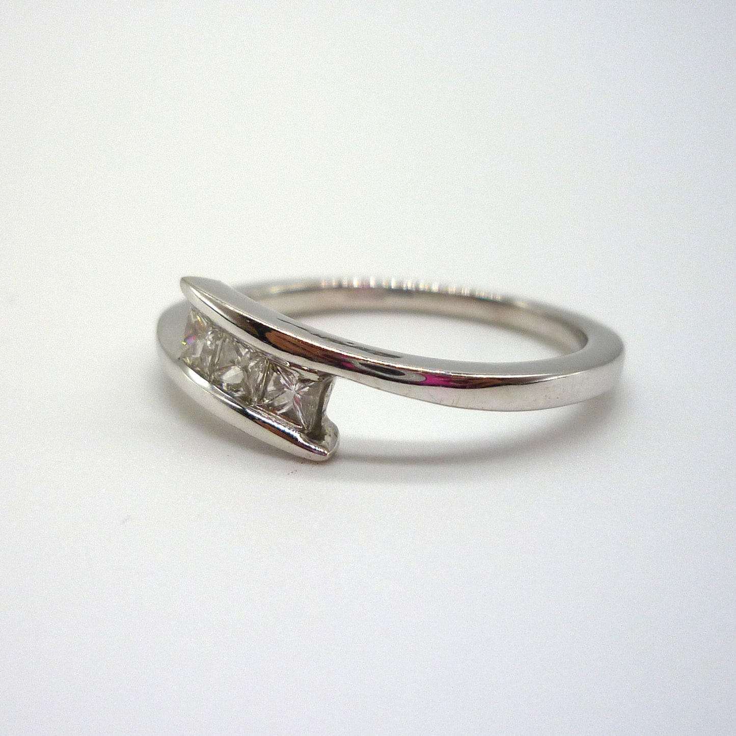 White Gold Band with Square Diamonds