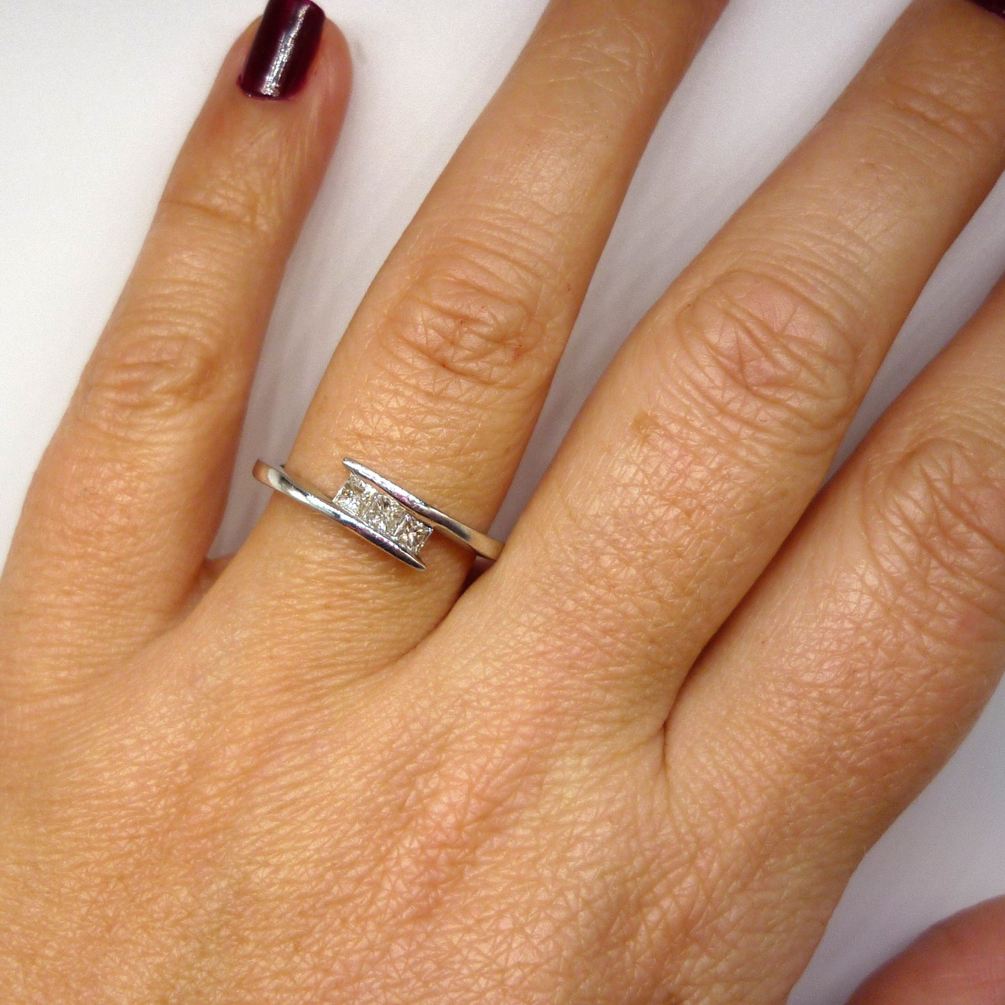 White Gold Band with Square Diamonds