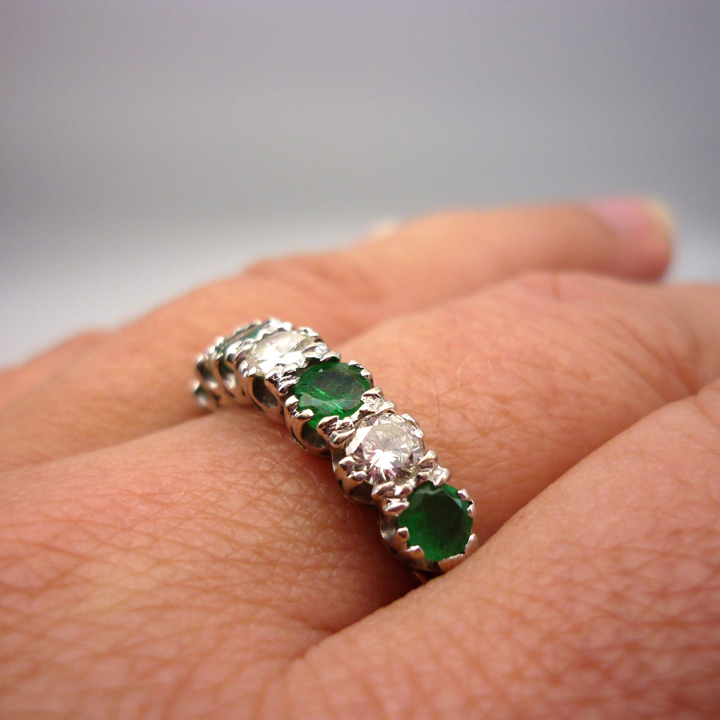 Emerald & Diamond Stacking Ring
