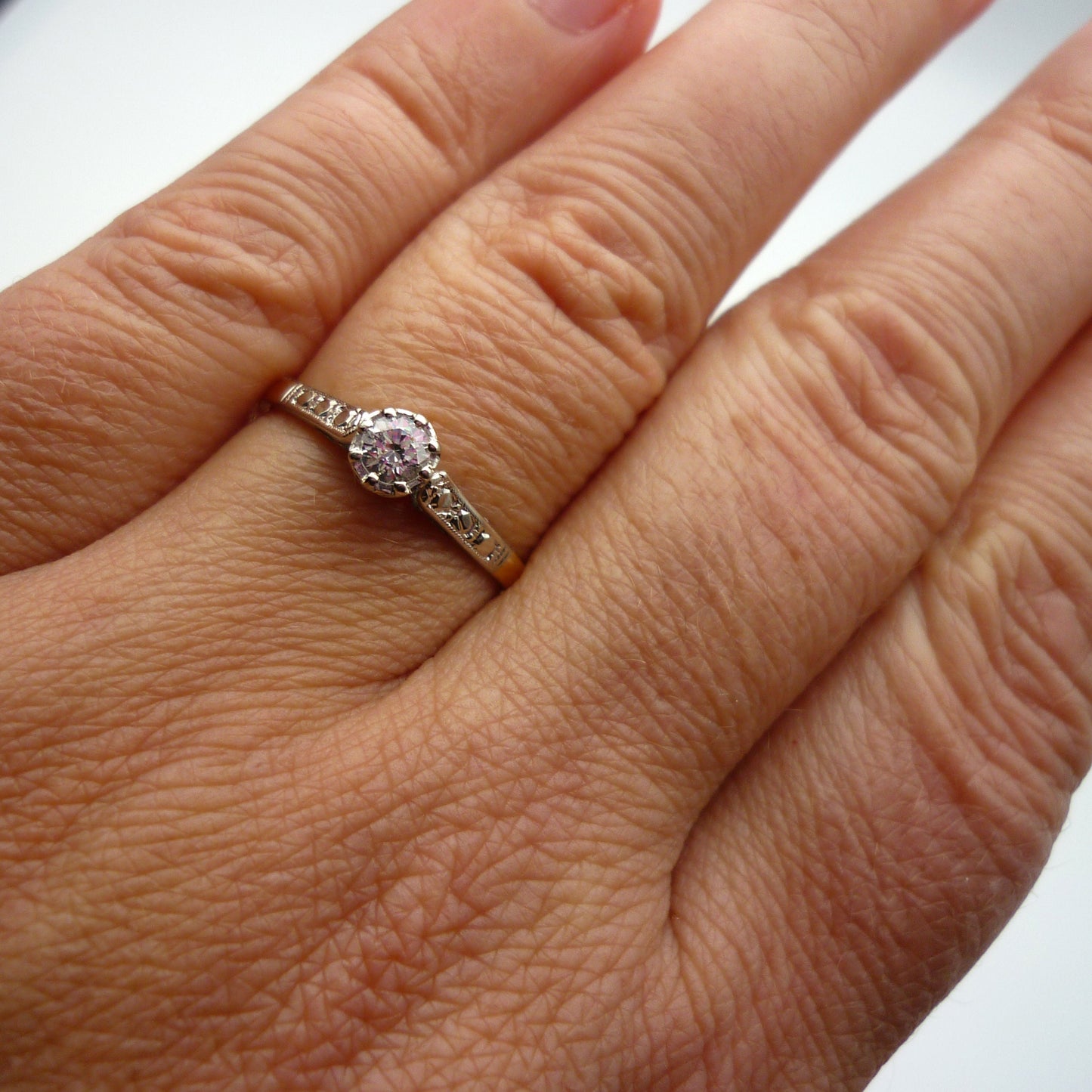 Art Deco Diamond Solitaire Engagement Ring Size 6.25
