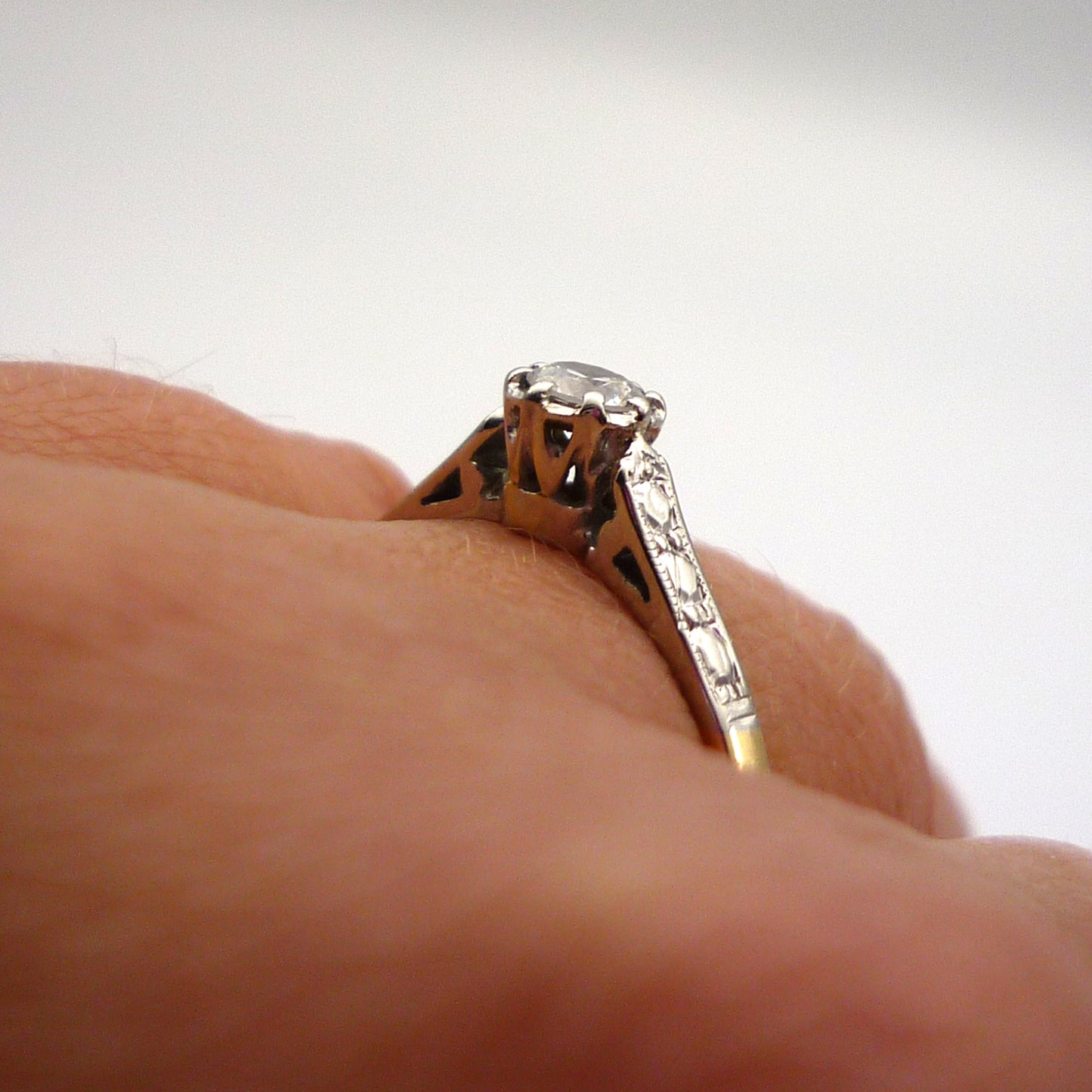 Art Deco Diamond Solitaire Engagement Ring Size 6.25