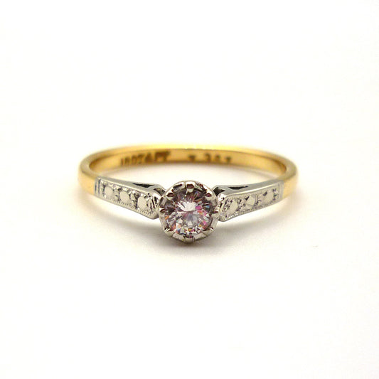 Art Deco Diamond Solitaire Engagement Ring Size 6.25