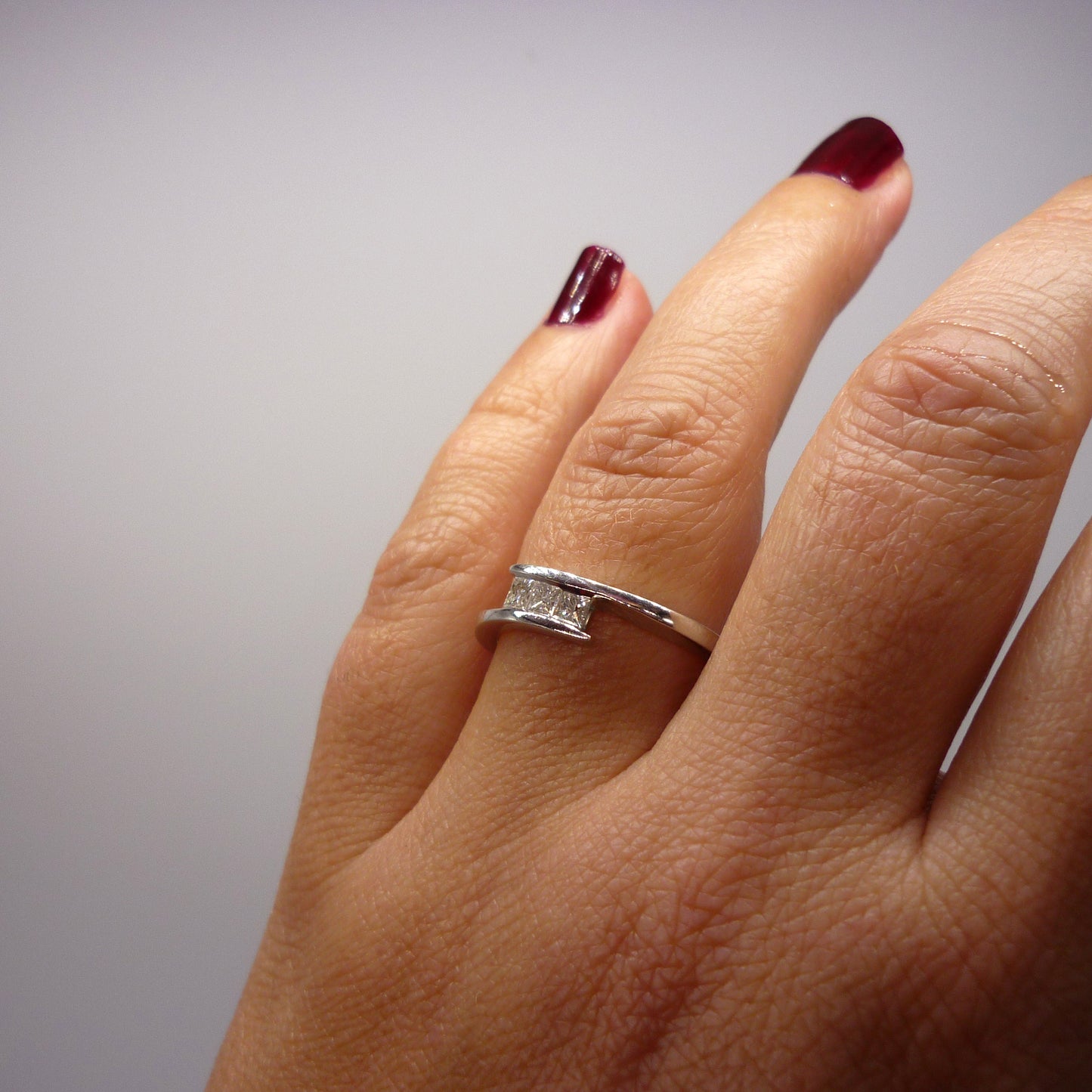 White Gold Band with Square Diamonds