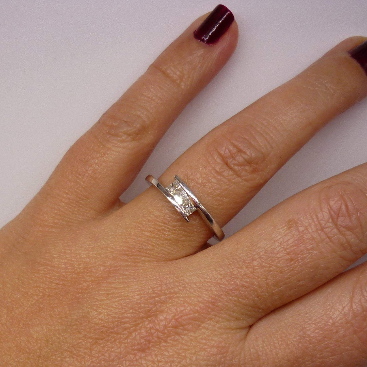 White Gold Band with Square Diamonds