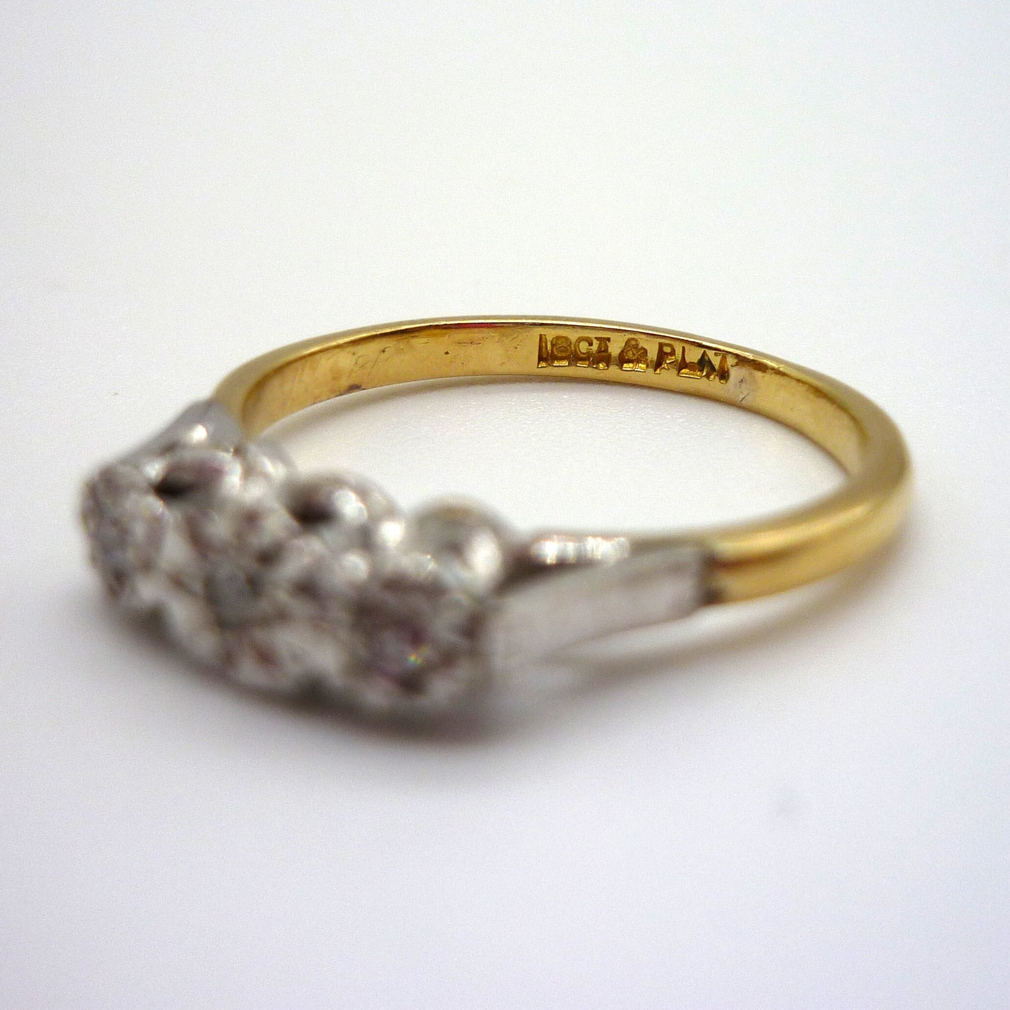 Vintage Art Deco Diamond Trilogy Ring: 18k Gold & Platinum, Size 5.75