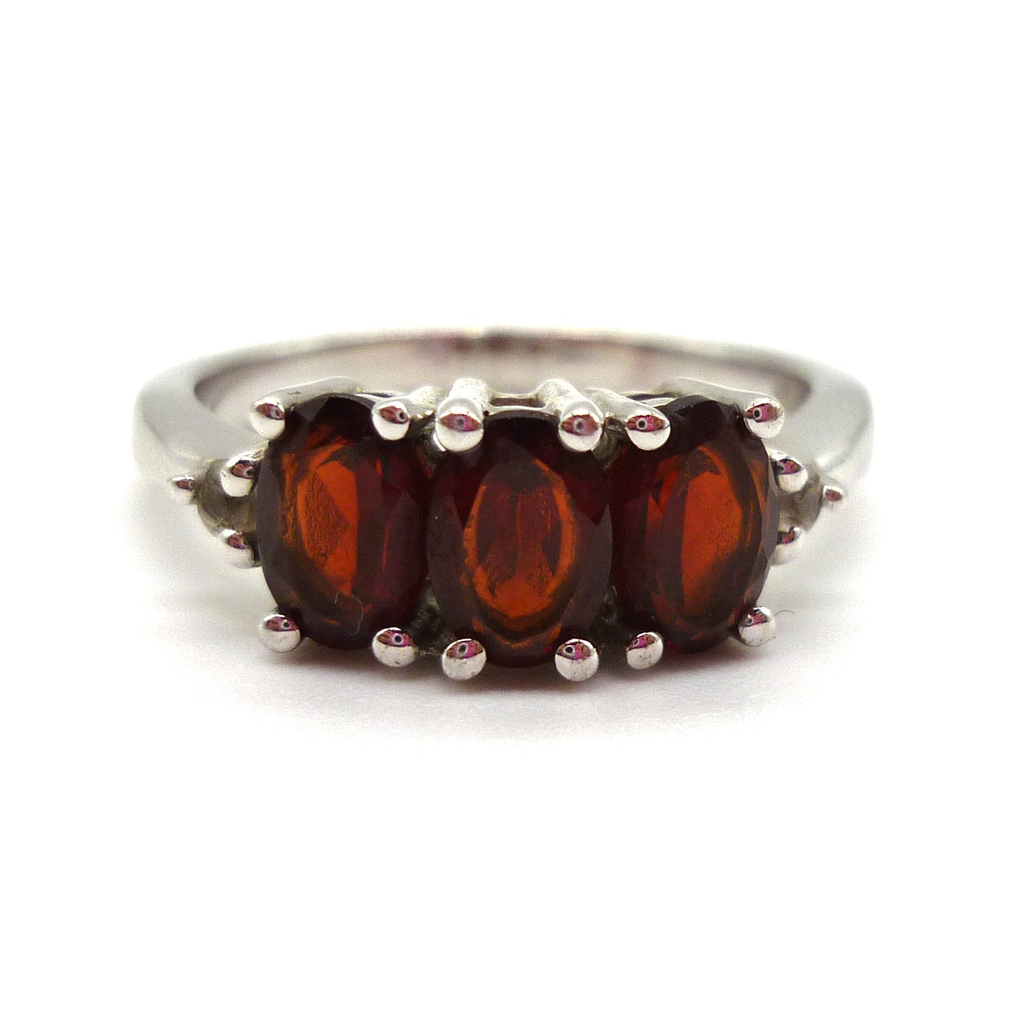 Garnet Silver Ring Size 6.75