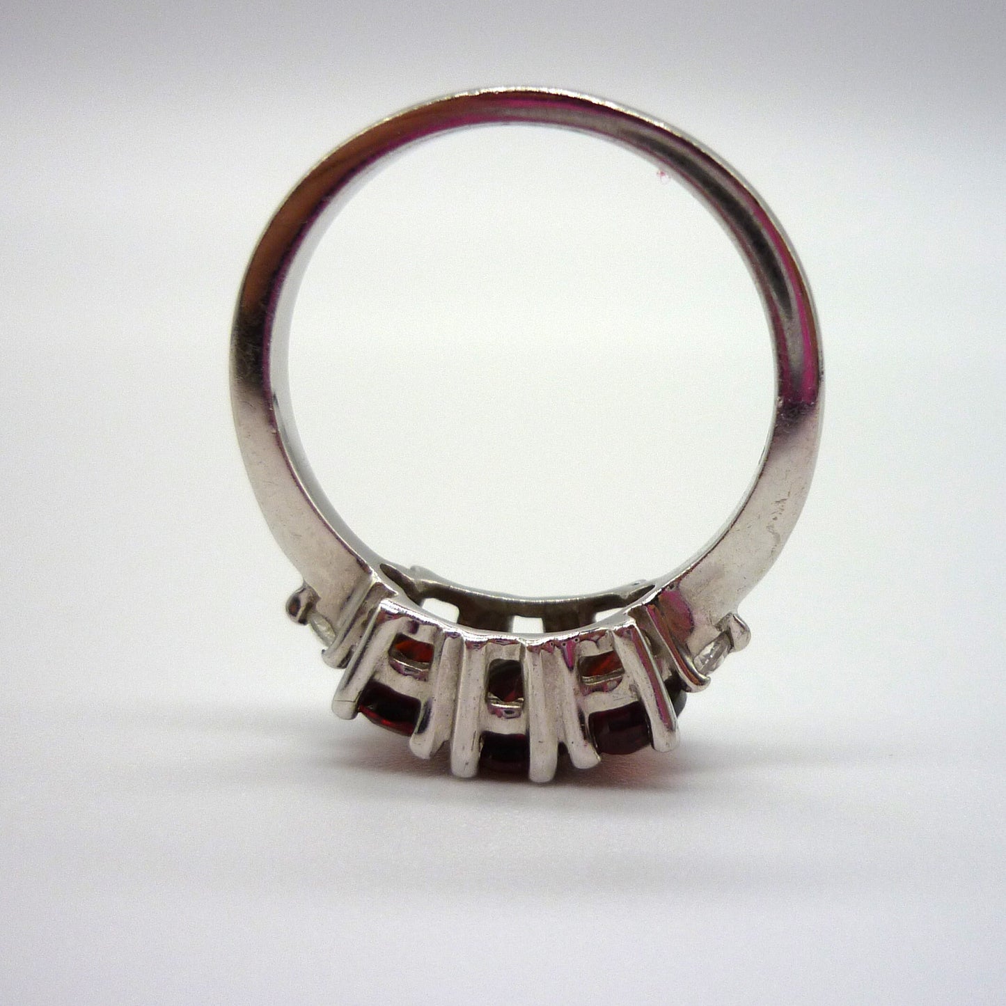 Garnet Silver Ring Size 6.75