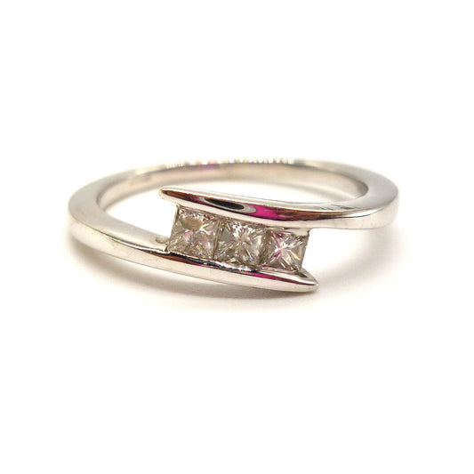 White Gold Band with Square Diamonds