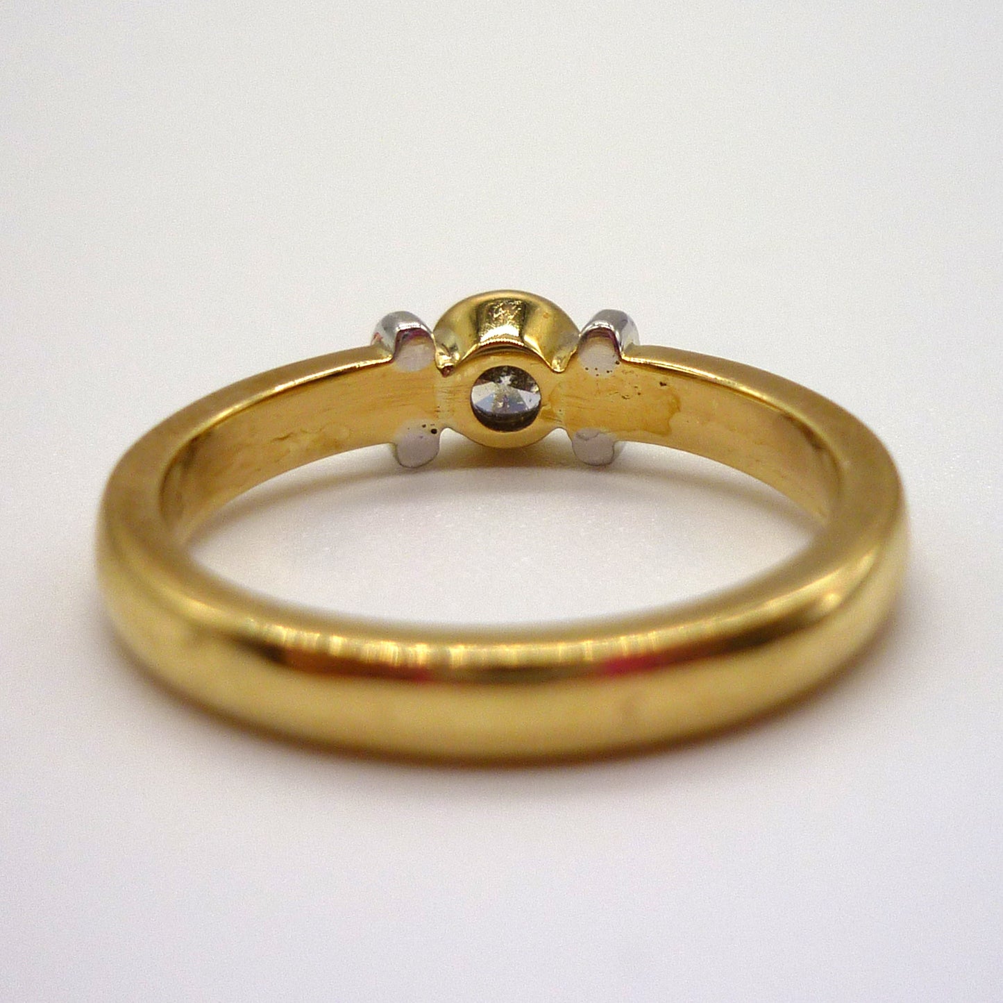 Bezel Set Engagement Ring Size 5.75, Thick 18k Yellow Gold Band