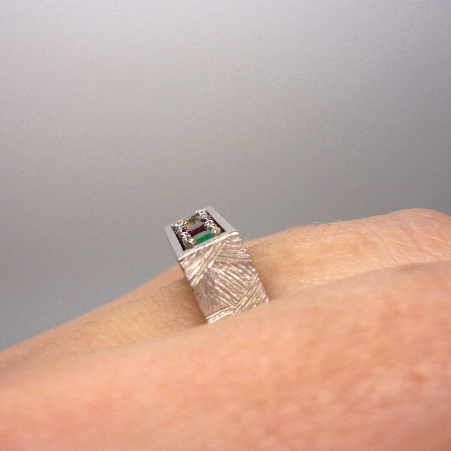 Unique Diamond, Ruby & Emerald Ring Size 5.75