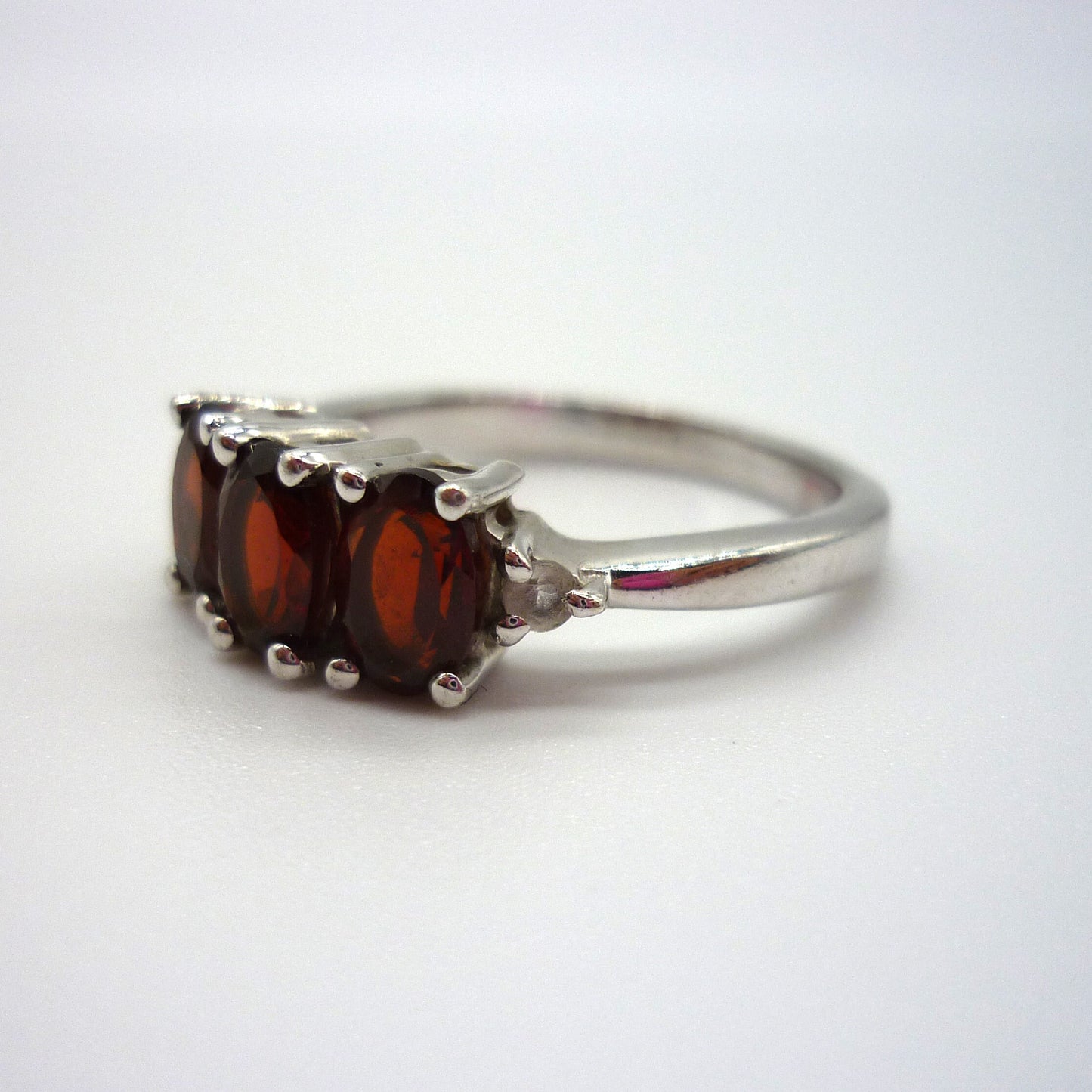 Garnet Silver Ring Size 6.75