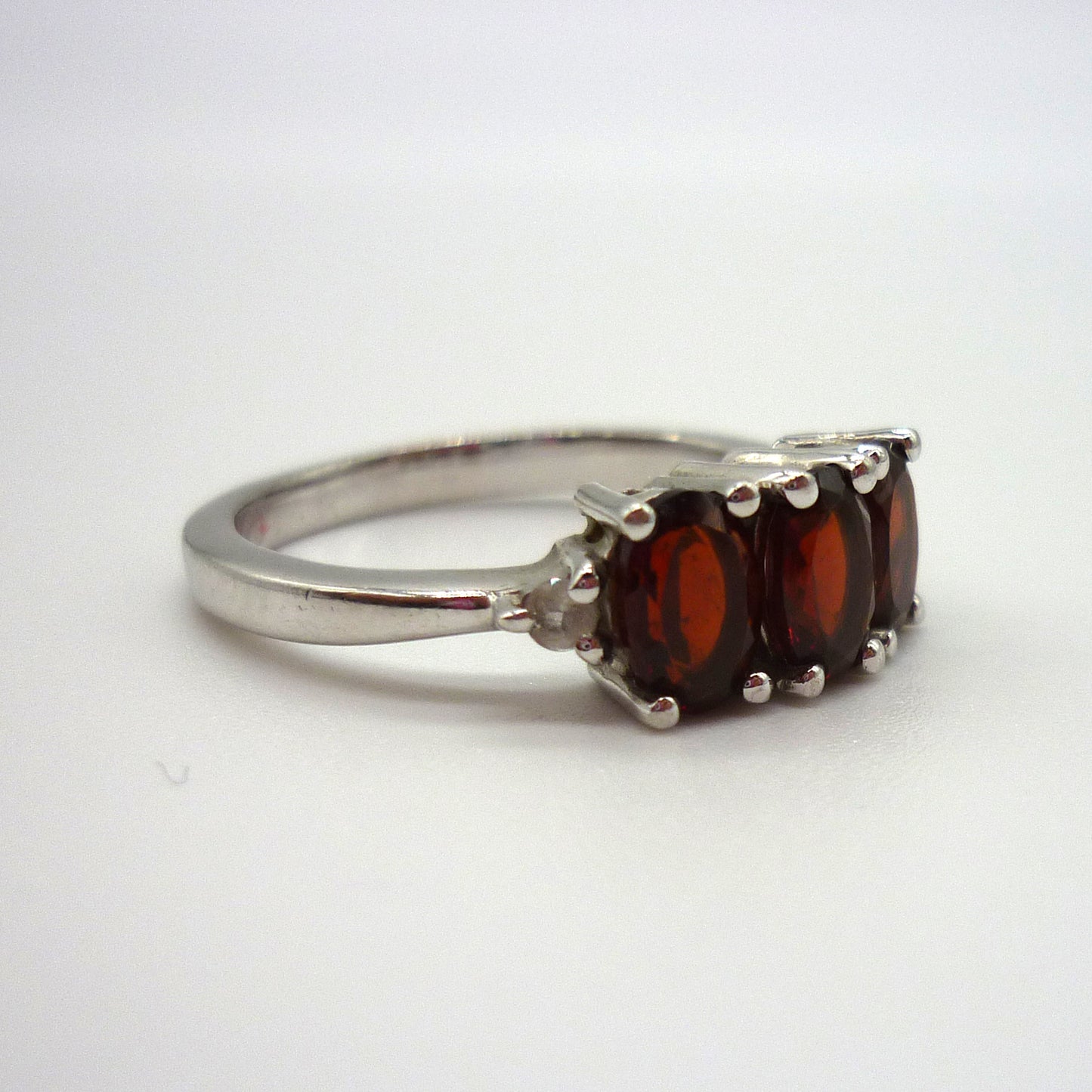 Garnet Silver Ring Size 6.75