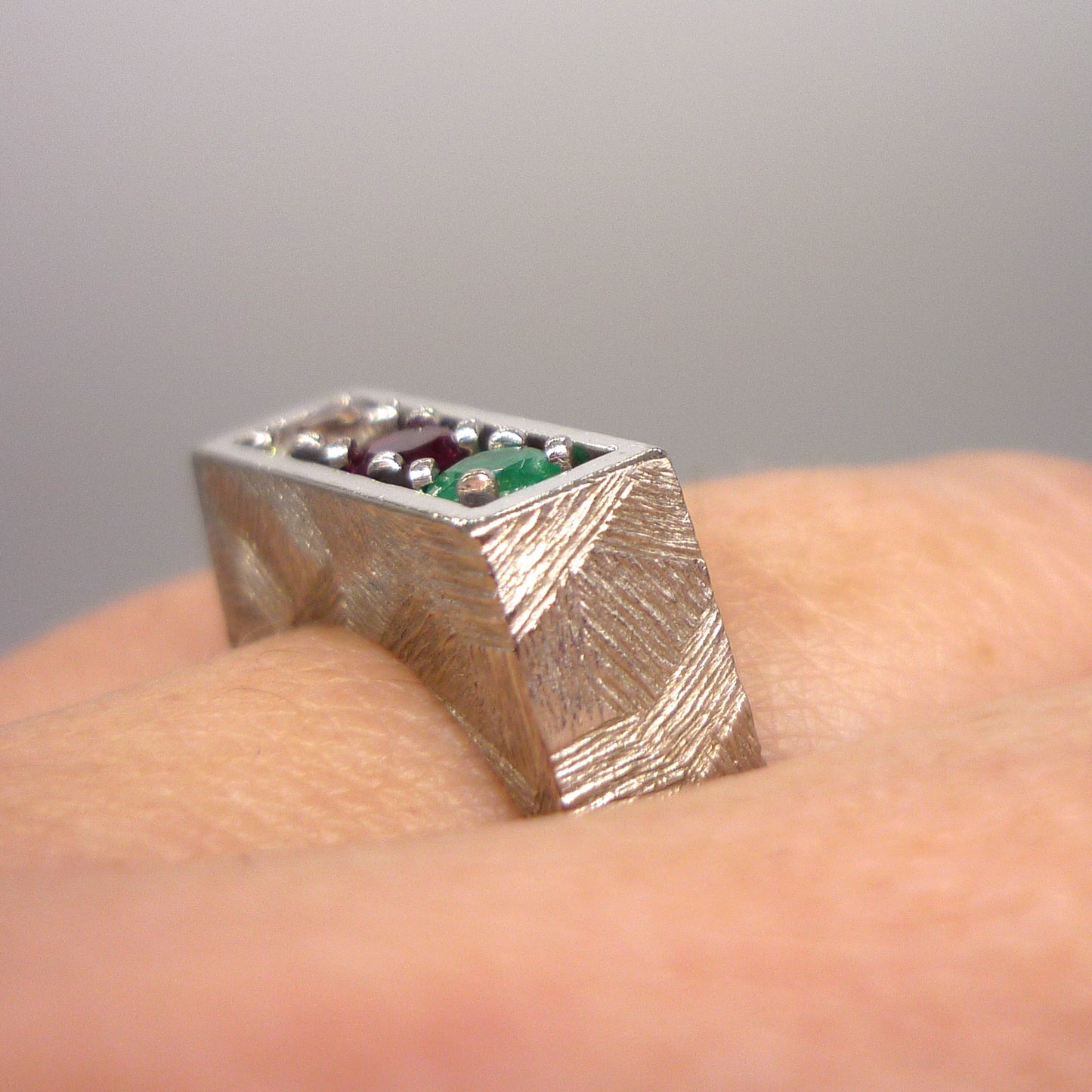 Unique Diamond, Ruby & Emerald Ring Size 5.75