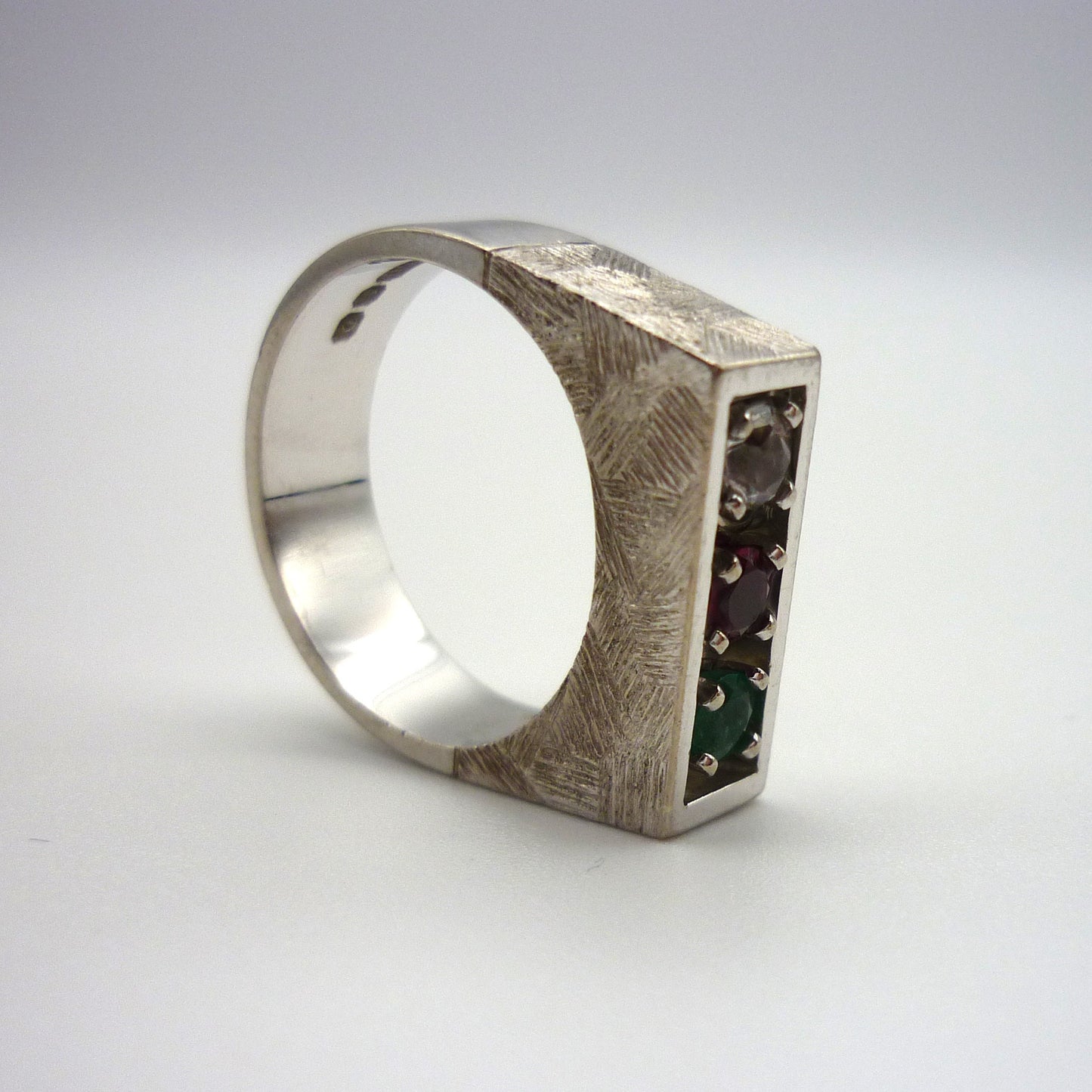 Unique Diamond, Ruby & Emerald Ring Size 5.75