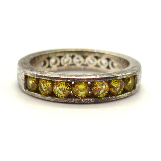 Channel Set Yellow & White CZ Band 7.75