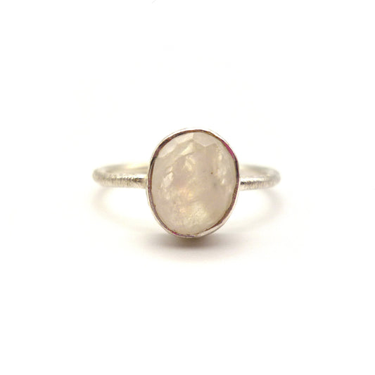 Raw Topaz Silver Ring Size 7.75, Natural Stone Dainty Ring